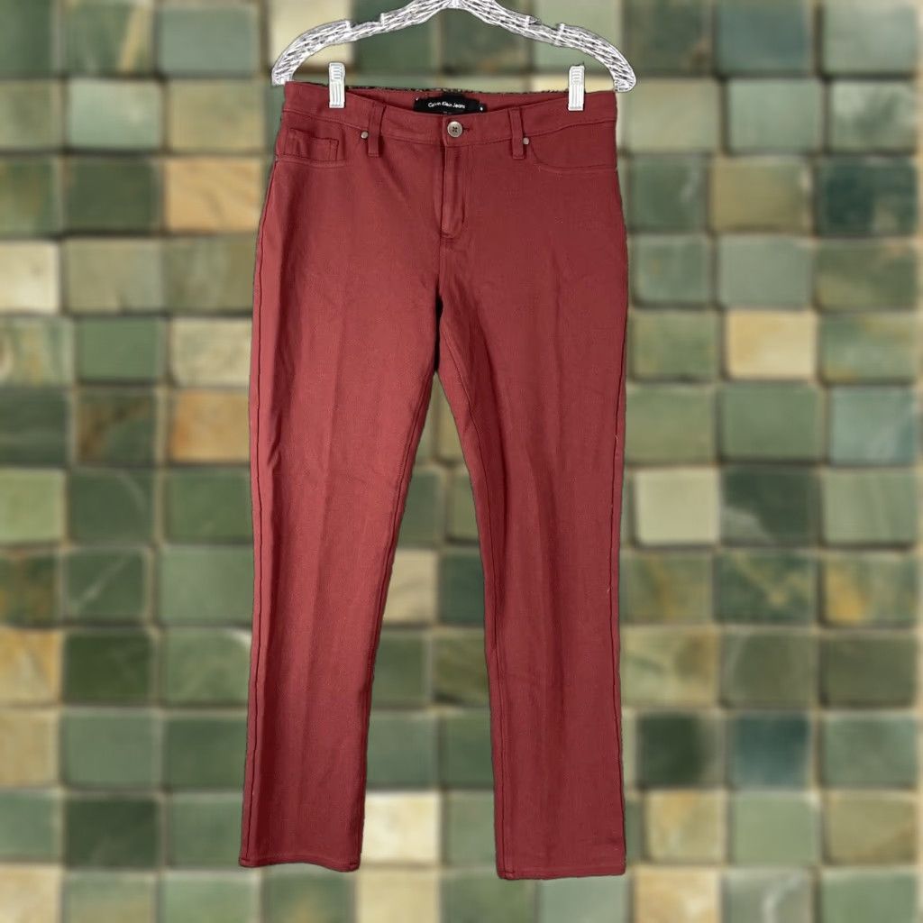 Calvin Klein CALVIN KLEIN Jeans Ankle Pants Red Women’s Regular Size 10 Size 32" / US 10 / IT 46 - 1 Thumbnail