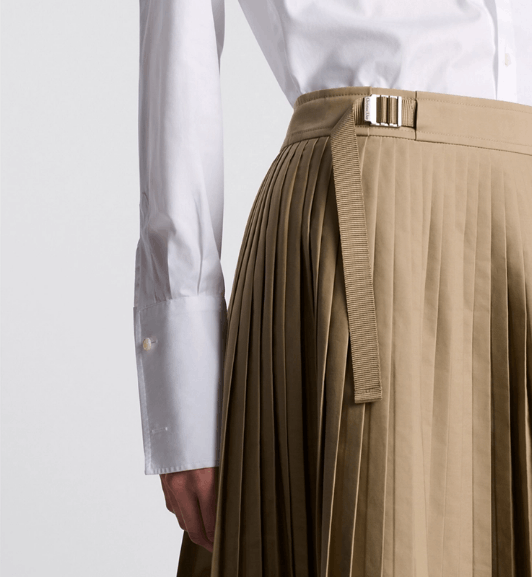 Dior o1w1db10925 441J69 Pleated Mid-Length Midi Skirt in Beige Size 27" / US 4 / IT 40 - 5 Thumbnail