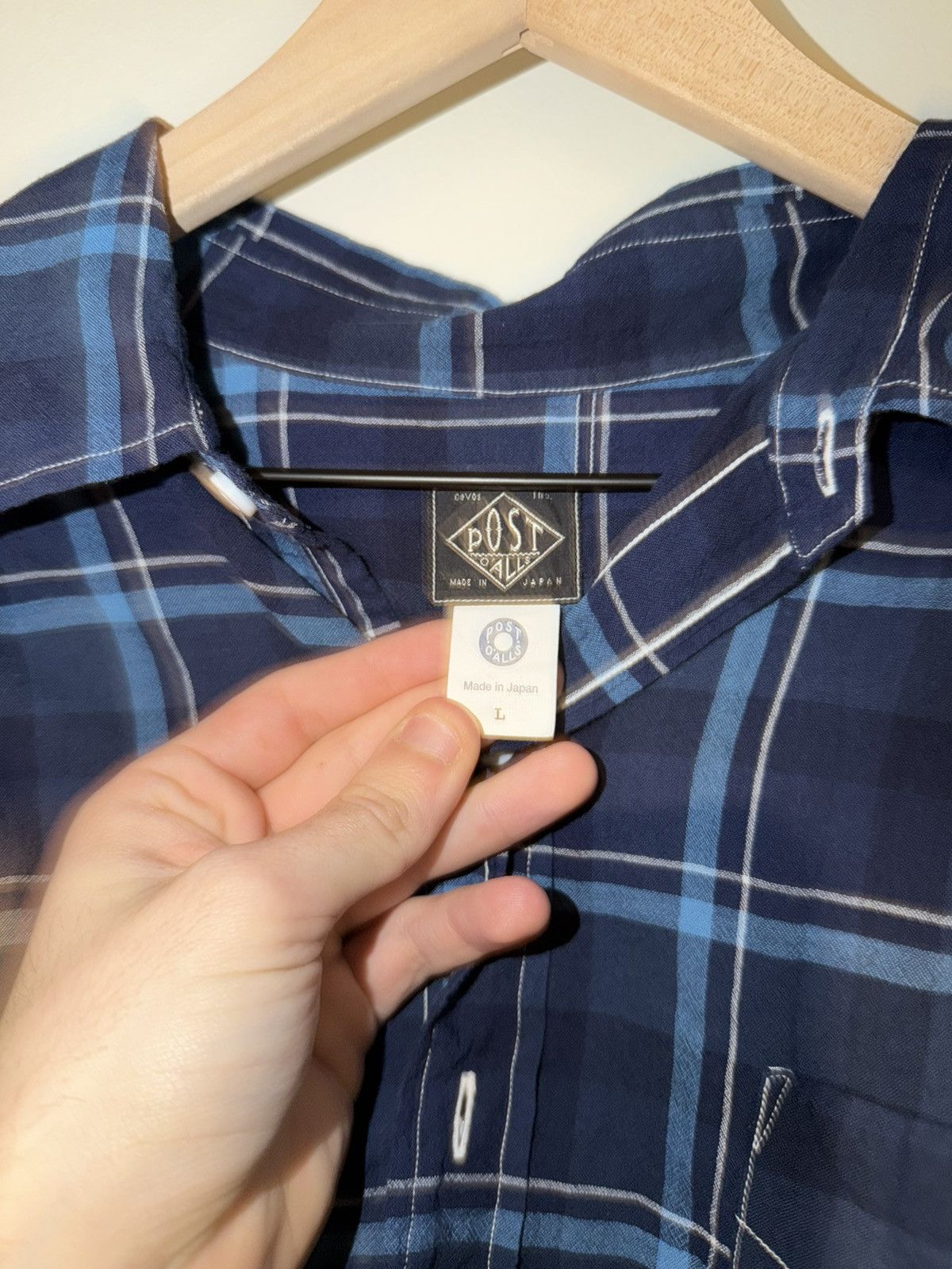 Post Overalls Post O’Alls Japanese Blue Plaid Cotton button up shirt Size US L / EU 52-54 / 3 - 7 Thumbnail