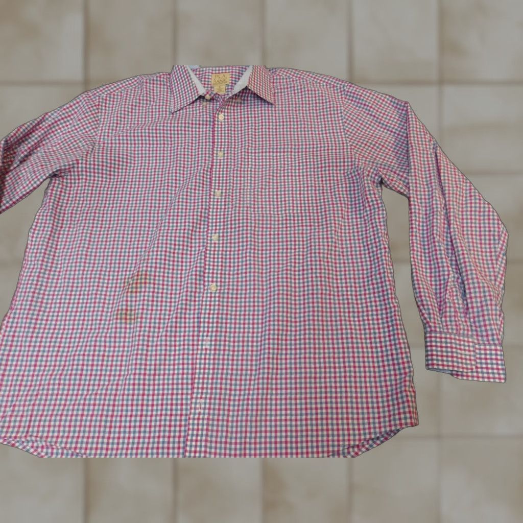 Jos. A. Bank Jos A Bank Mens Shirt XL Red Plaid Button-Up Collared Long Sleeve Button-Down Manchets Size US XL / EU 56 / 4 - 1 Thumbnail