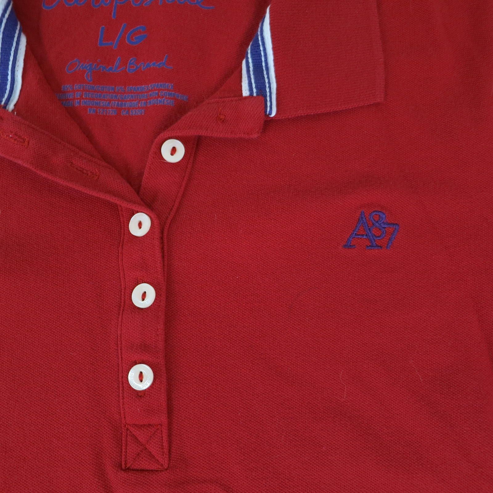 Aeropostale Aeropostale Red Stretch Polo Shirt Women's Large Size L / US 10 / IT 46 - 2 Thumbnail