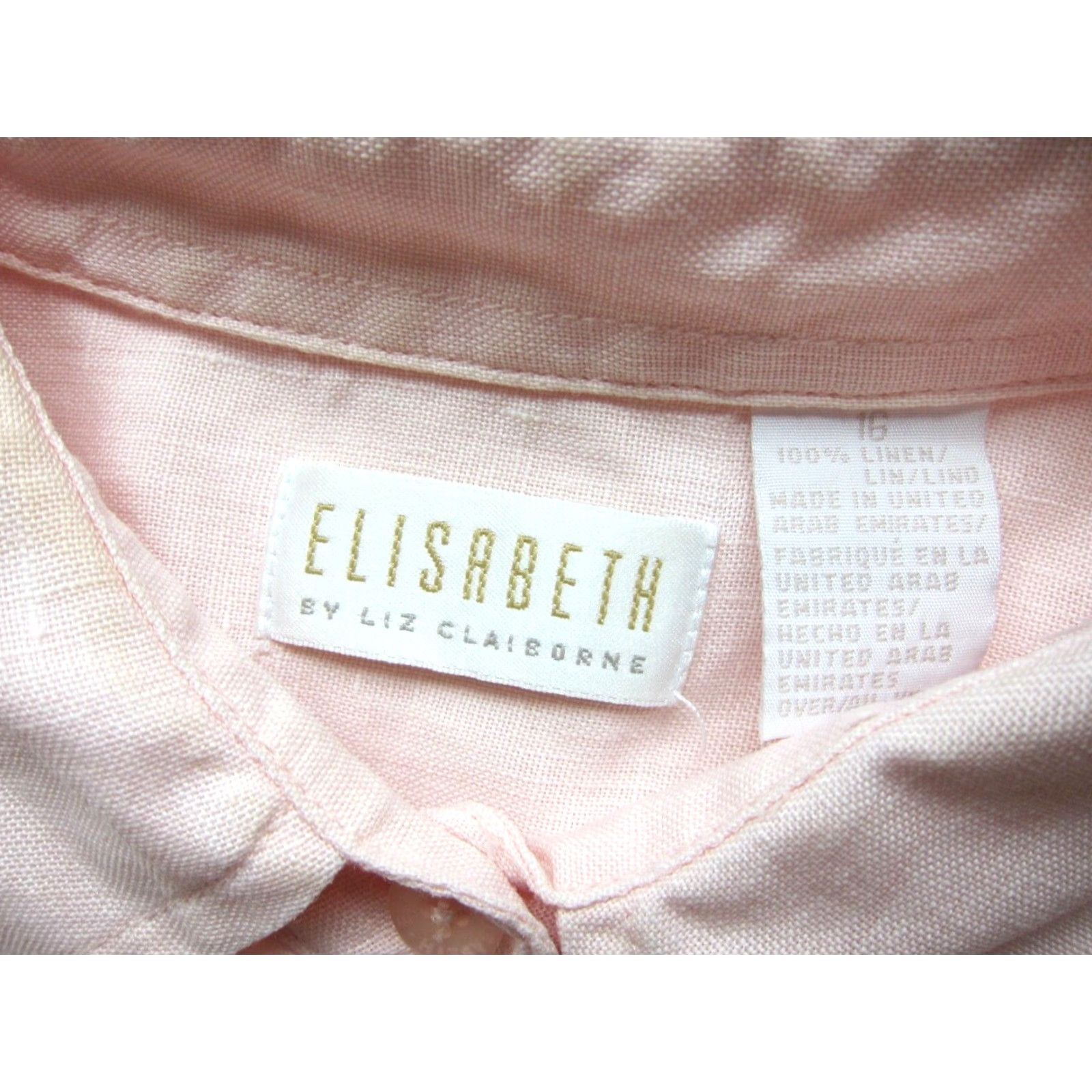 Liz Claiborne Vtg Liz Claiborne Elisabeth Linen Pink Collared Button Up Long Sleeve Blouse 16 Size XXL / US 16-18 / IT 52-54 - 3 Thumbnail