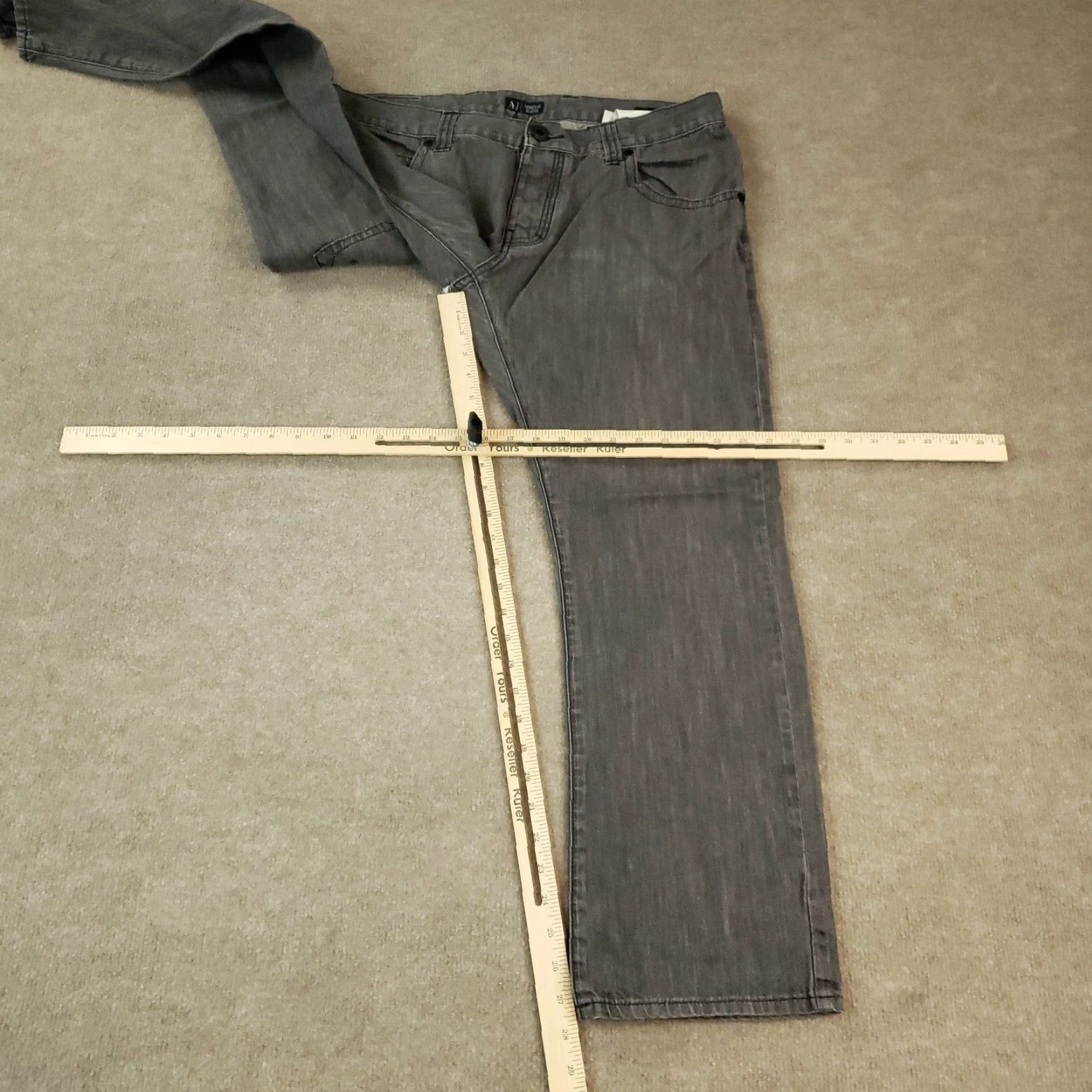 Vintage Armani Jeans Gray Denim Jeans 35x28 Classic Fit Straight Leg Mens Size US 35 - 2 Thumbnail
