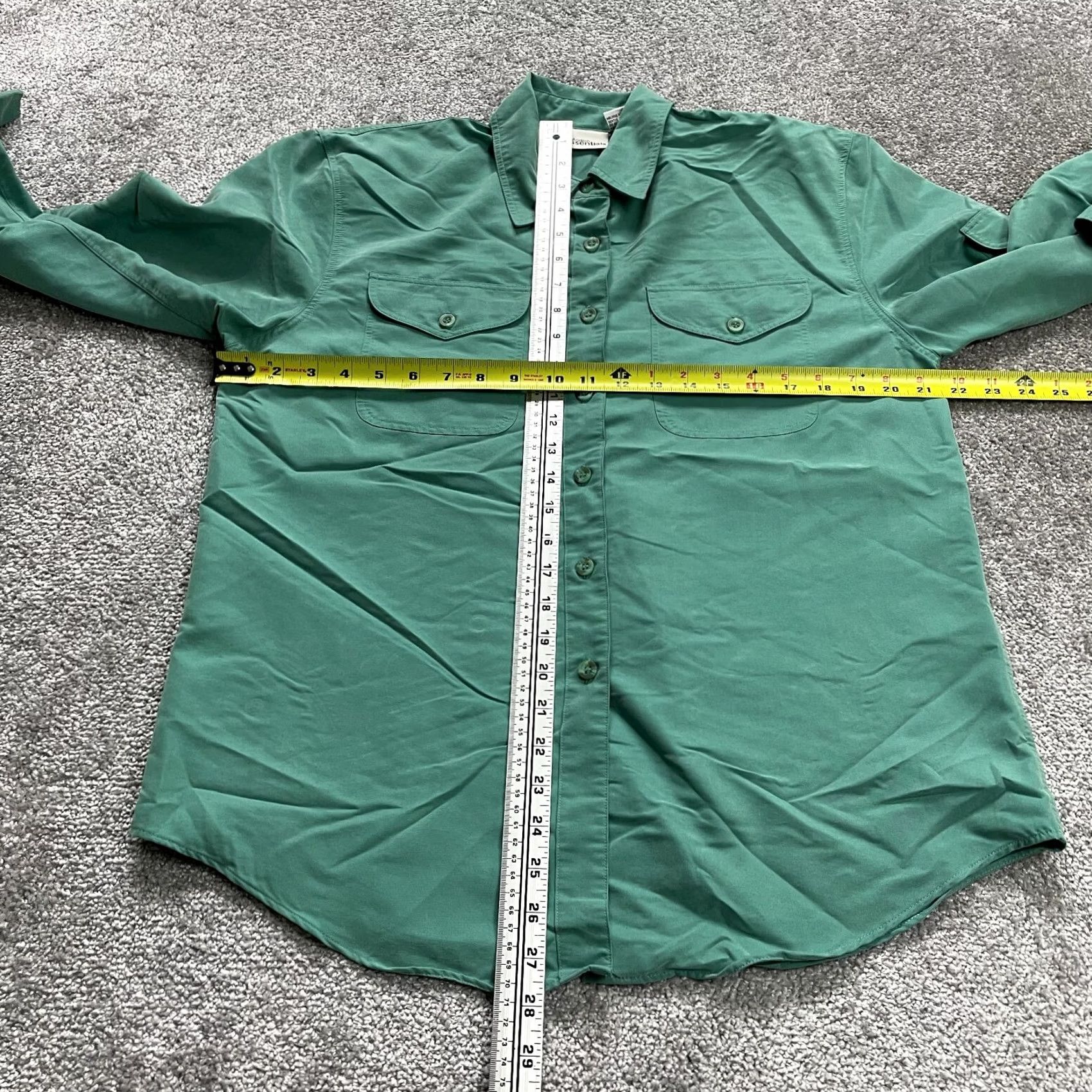 Essentials Modern Essentials Button Blouse Shirt Womens Medium Green Long Sleeve Polynosic Size M / US 6-8 / IT 42-44 - 5 Thumbnail