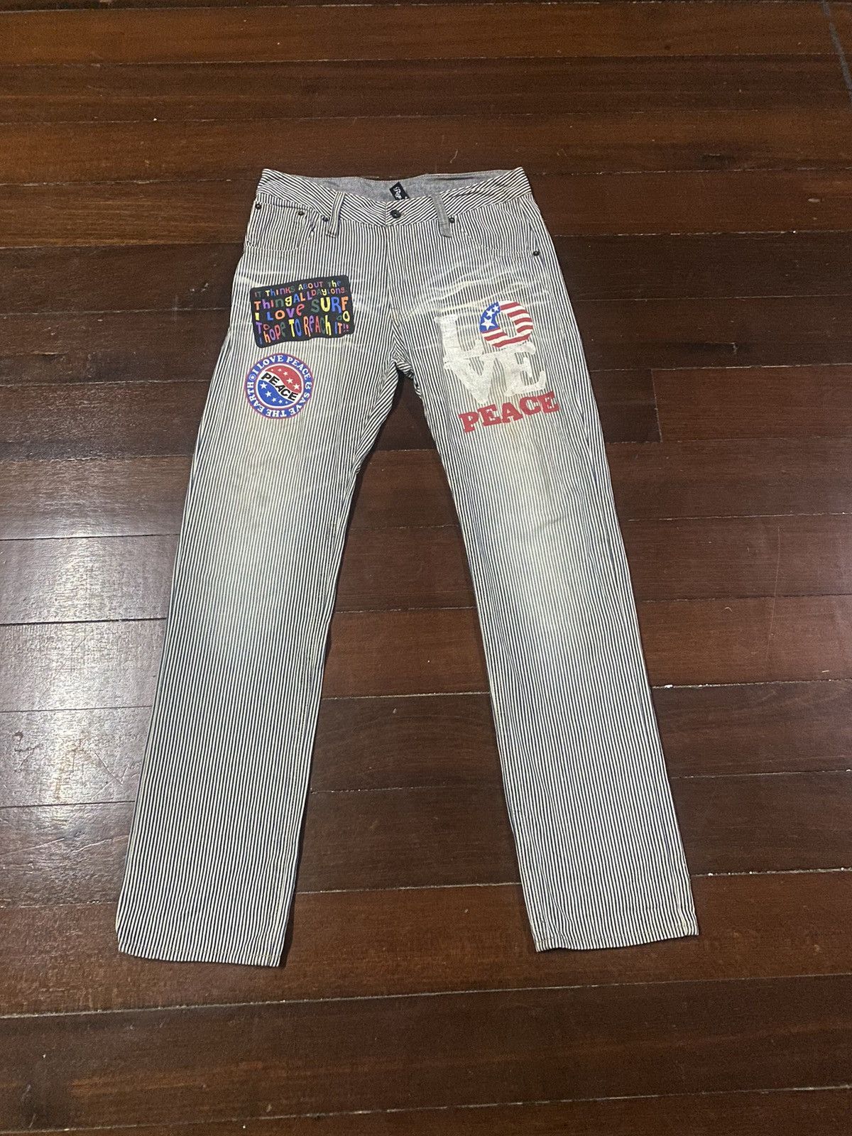 If Six Was Nine FIRE 🔥 CLONE Hickory I LOVE PEACE ☮️ SURF Japan Denim Jeans Size US 34 / EU 50 - 1 Thumbnail