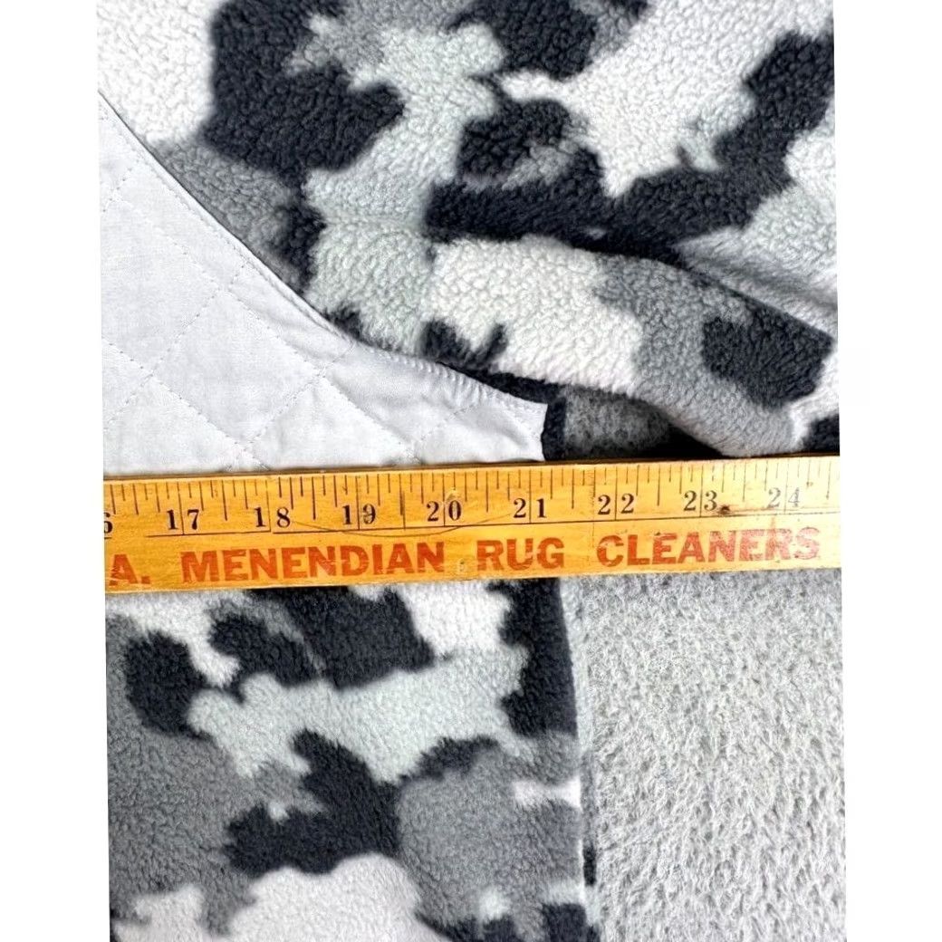 Kyodan Kyodan Fleece Pullover Womens Large Gray Black Camouflage Snap Pockets Mock Neck Quilted Pocketed Pullover EUC Size L / US 10 / IT 46 - 6 Thumbnail