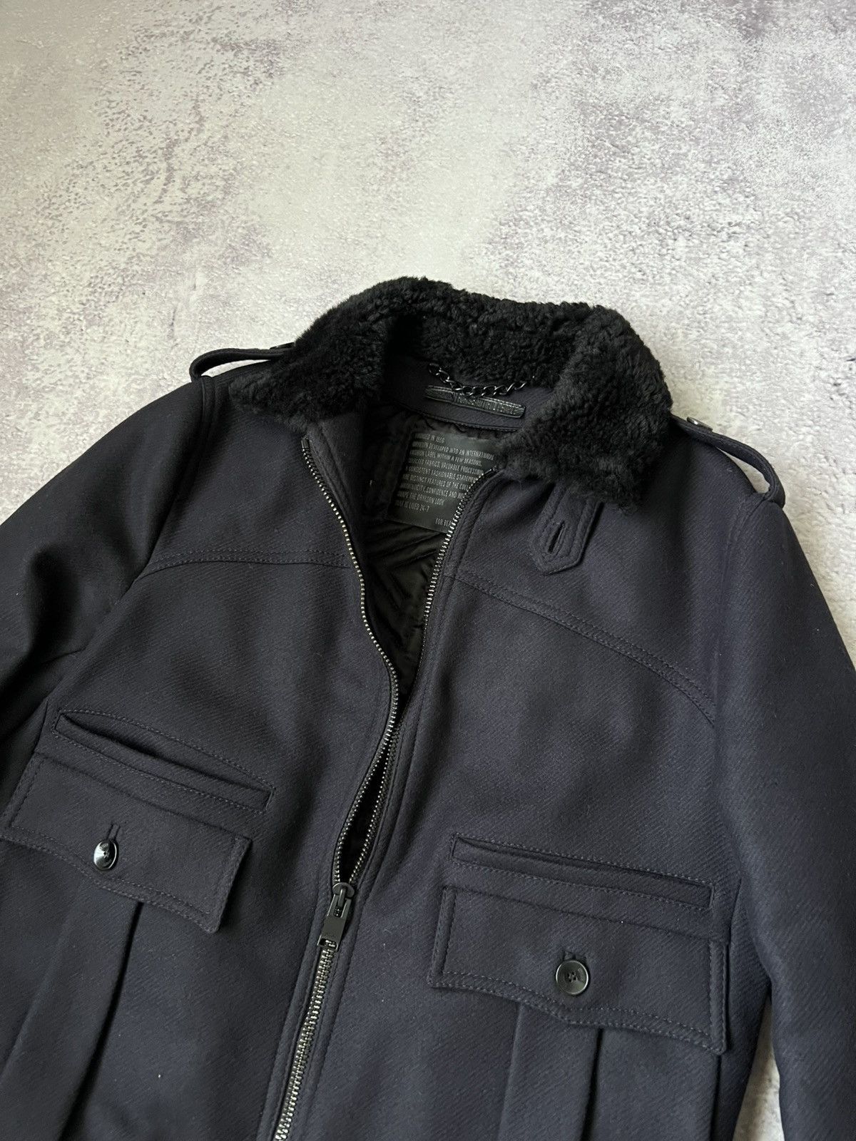 DRYKORN Army Wool Bomber Pilot Jacket Dark Blue Mens 48 M