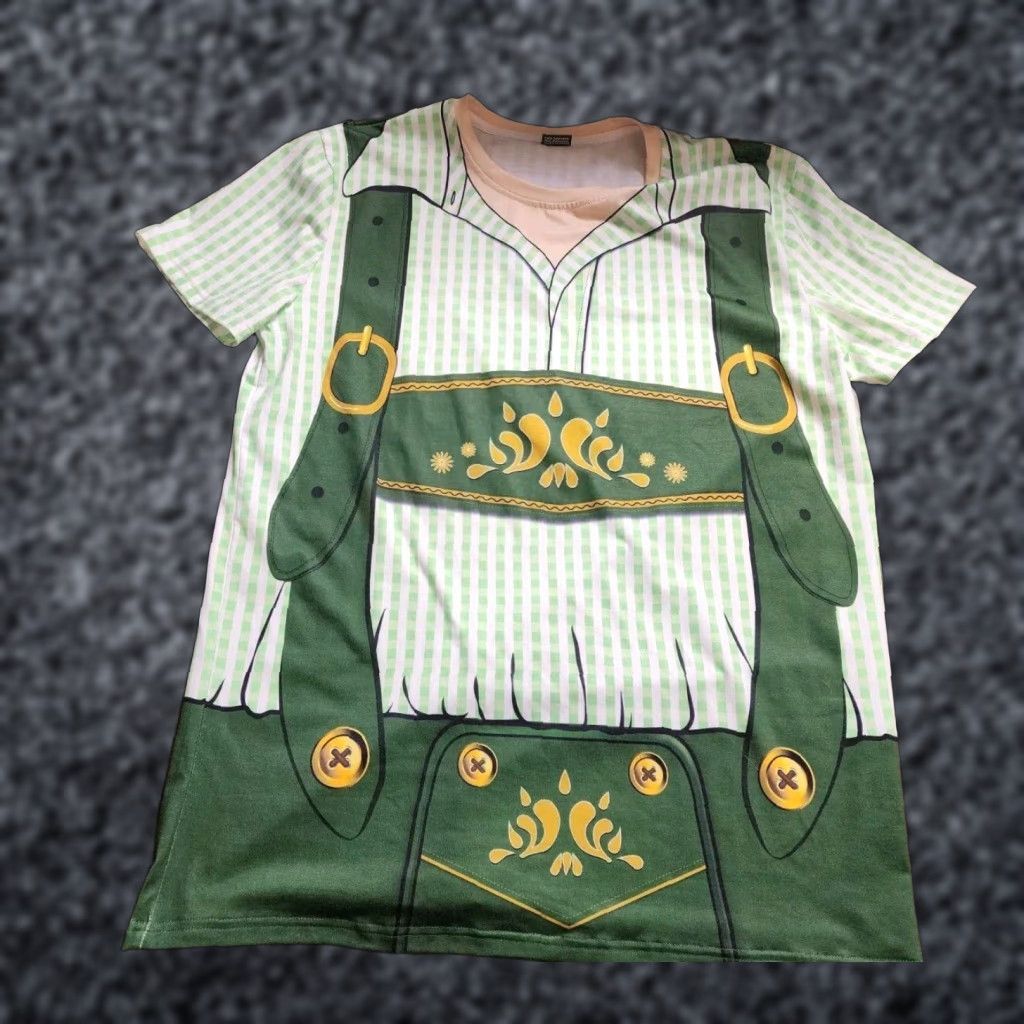 Vintage Mens XL Oktoberfest German Beer All Over Print Costume Suspenders T Shirt Size US L / EU 52-54 / 3 - 1 Thumbnail