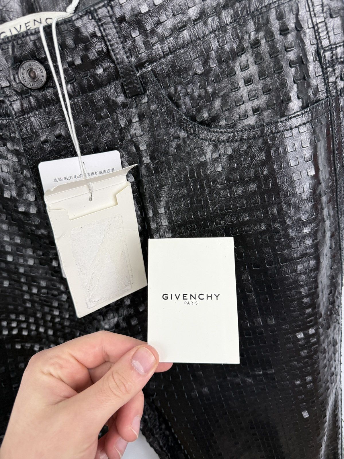 Givenchy ❗️NEW Givenchy Embossed Leather Pants Textured Square Pattern Size US 31 - 7 Thumbnail