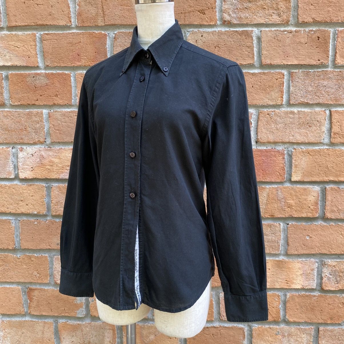 Dolce & Gabbana Dolce & Gabbana Black Fitted Long-Sleeve Collared Shirt Size S / US 4 / IT 40 - 10 Thumbnail