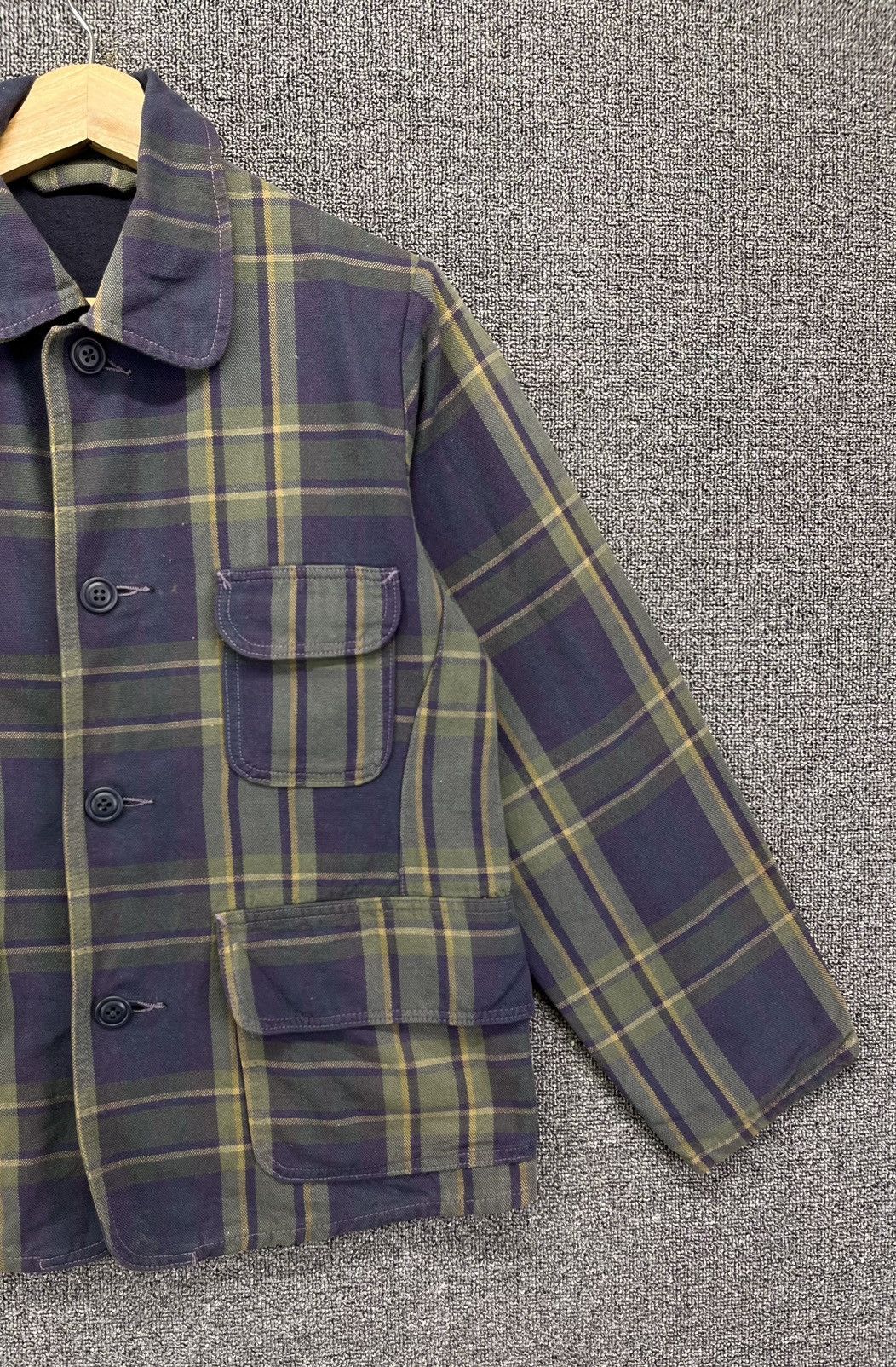 45rpm Vintage 90s 45Rpm Rare Shadow Plaid Button Up Jacket Size M / US 6-8 / IT 42-44 - 4 Thumbnail