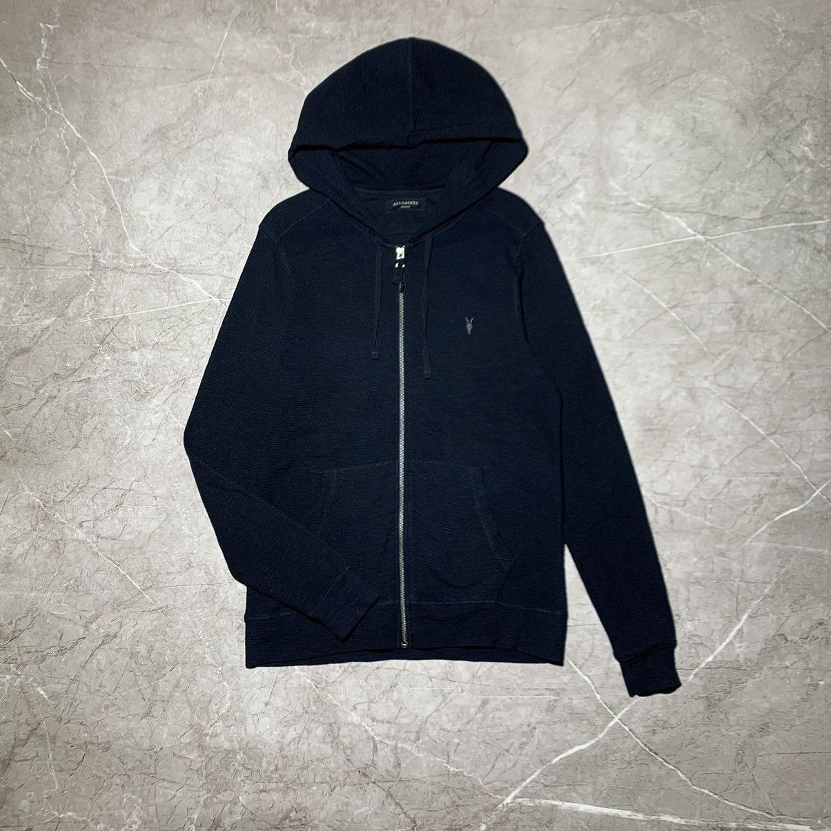 Allsaints Allsaints Raven Logo Blue Navy Zip Hoodie Sweatshirt Size US M / EU 48-50 / 2 - 1 Thumbnail
