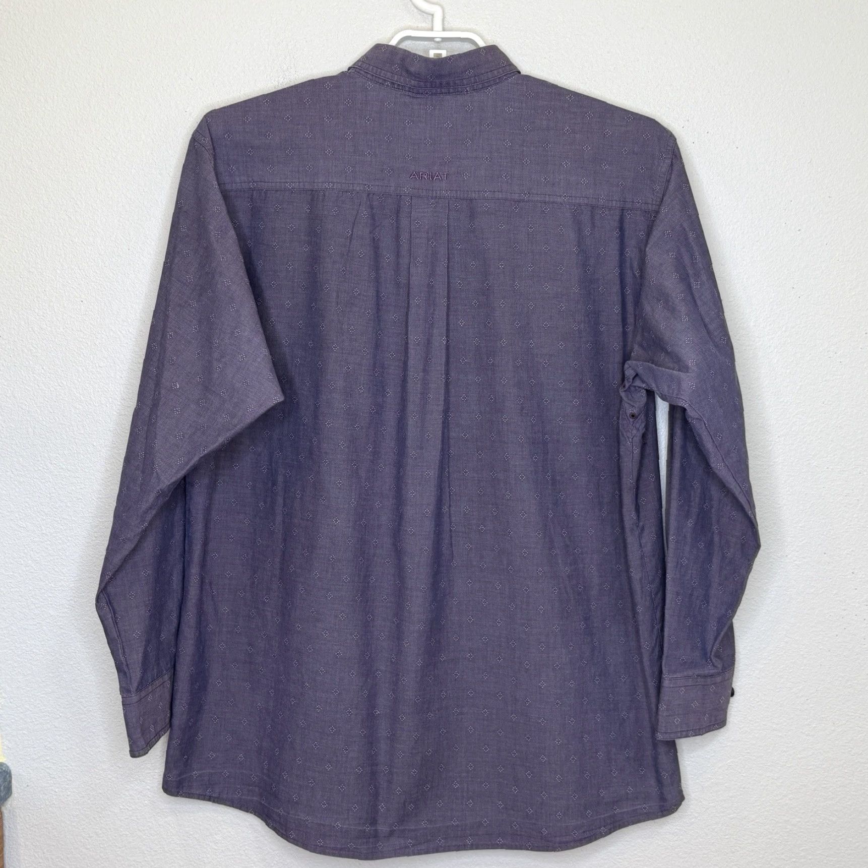 Ariat Ariat Pro Series Button Down Shirt Mens L Purple Long Sleeve Cotton Blend Button-Up Chest Pocket Western Theme Size US L / EU 52-54 / 3 - 7 Thumbnail
