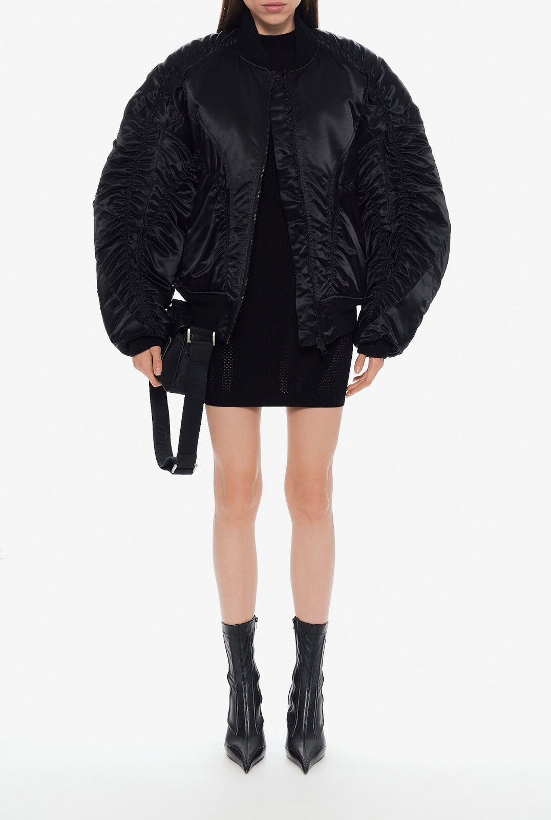Mugler Last Size Mugler FW24 Satiny Black Bomber Jacket Size XS / US 0-2 / IT 36-38 - 4 Thumbnail