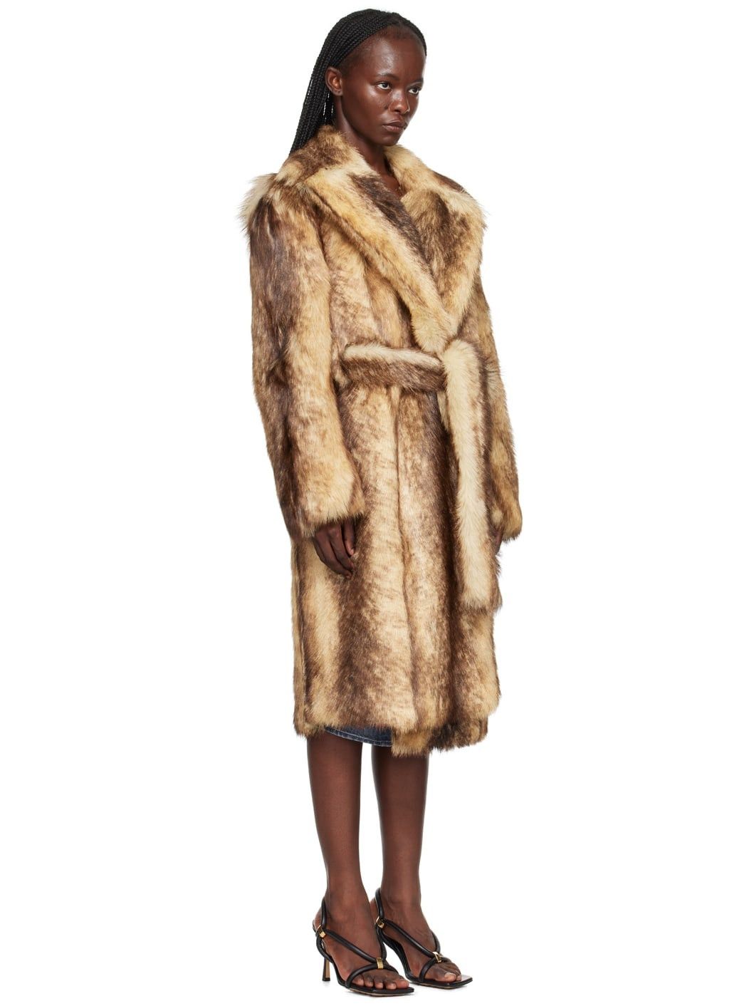 Bottega Veneta o1bcso1str0225 Relaxed Fit Printed Shearling Coat Beige Size S / US 4 / IT 40 - 2 Thumbnail