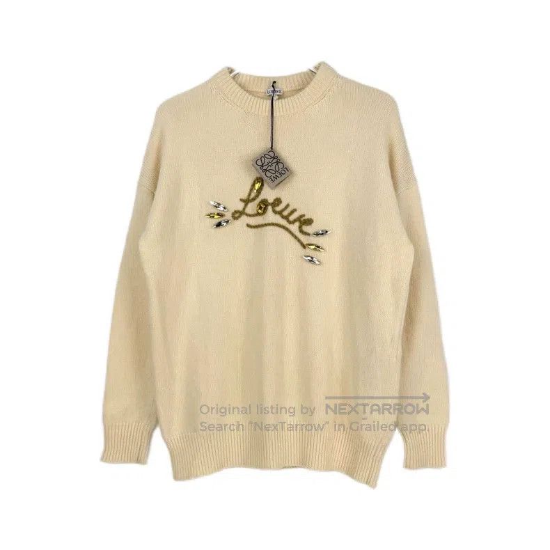 Loewe Loewe Beige heavy gemstone embroidered logo wool sweater Size M / US 6-8 / IT 42-44 - 1 Thumbnail