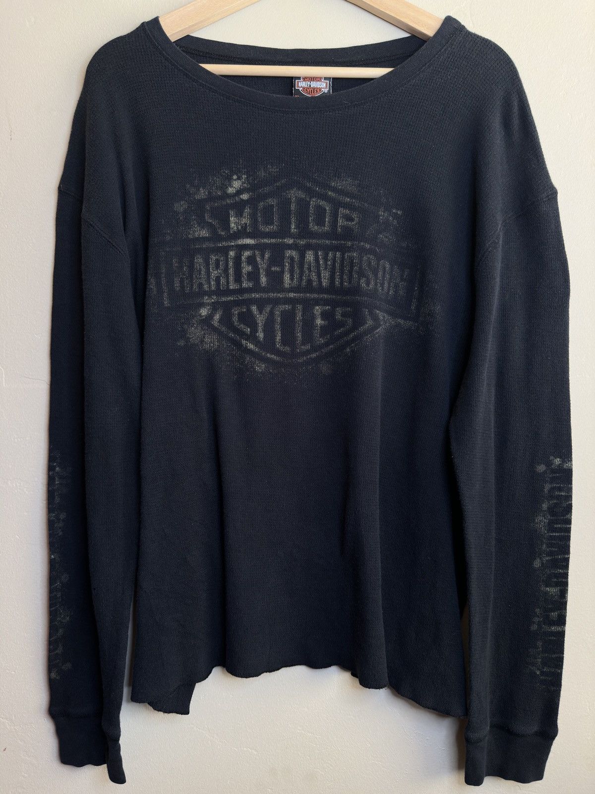 image of Art x Harley Davidson Vintage Harley Davidson Tennessee Long sleeve Thermal Shirt in Black (Size XL