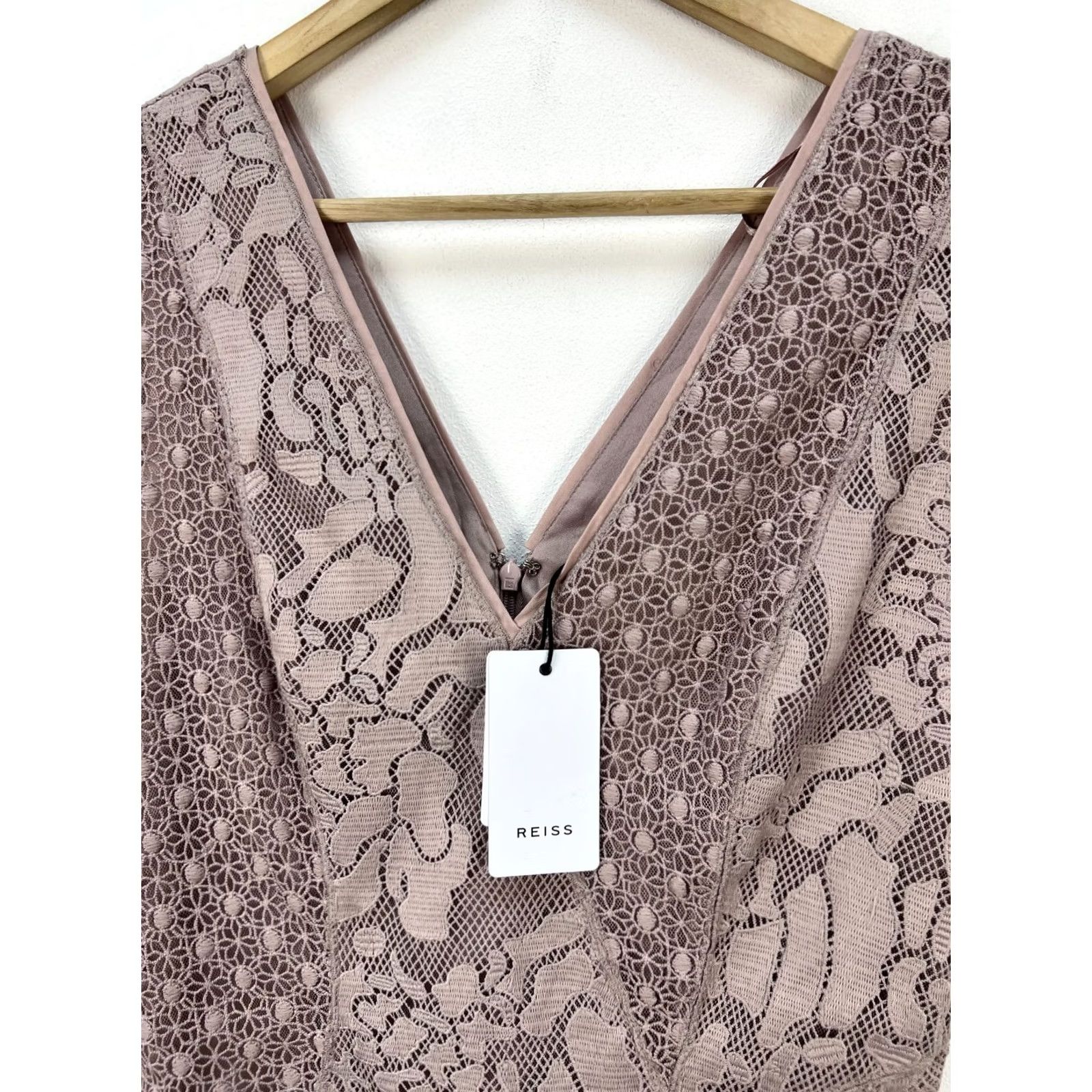 Reiss Reiss Dress Bodycon Lace Ash Pink UK12 US8 M Regular 100% Cotton Sleeveless Long Party/Cocktail Women Size M / US 6-8 / IT 42-44 - 3 Thumbnail