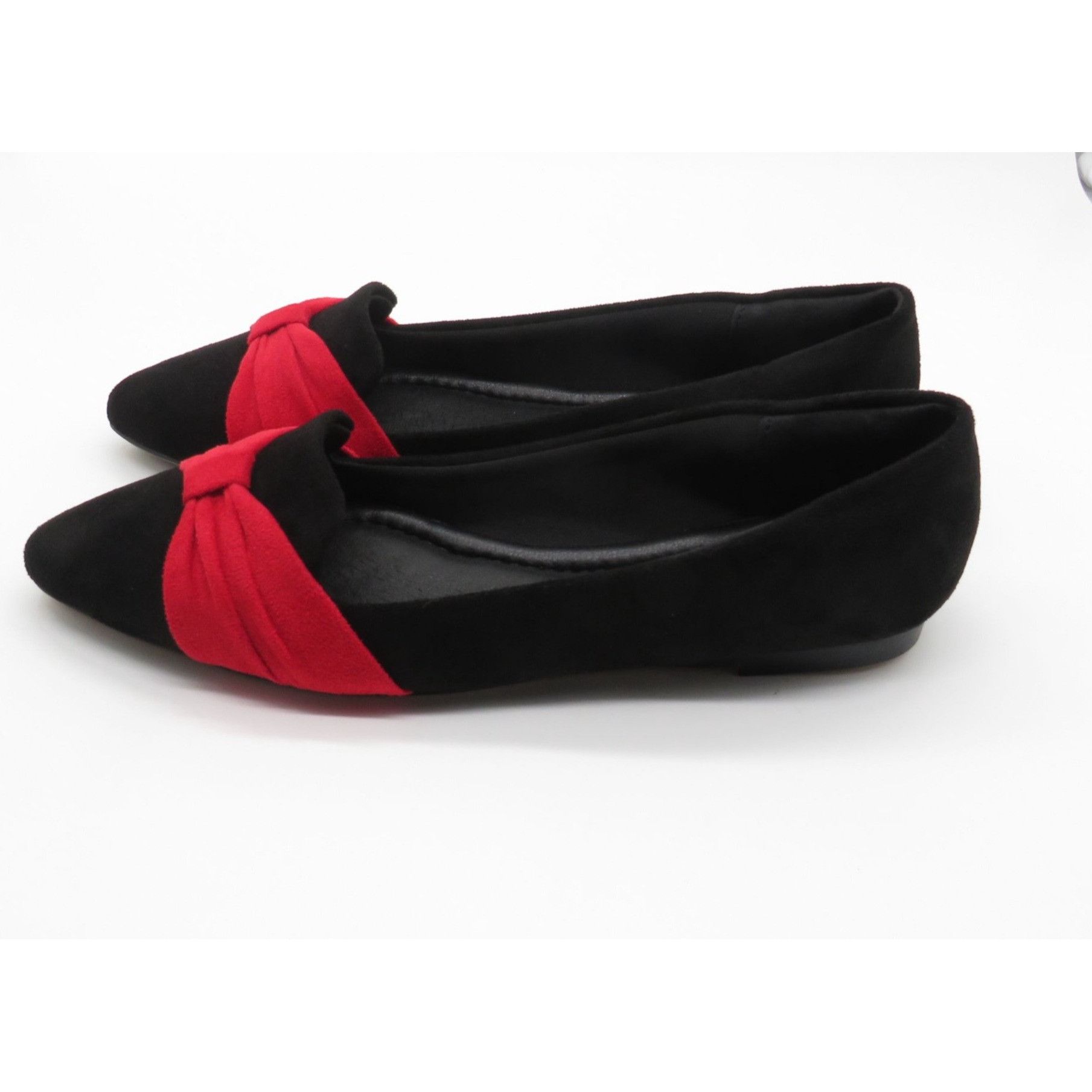 Other Musshoe Women's Black & Red Pointed Toe Flats With Bow Detai Size US 7 / IT 37 - 6 Thumbnail