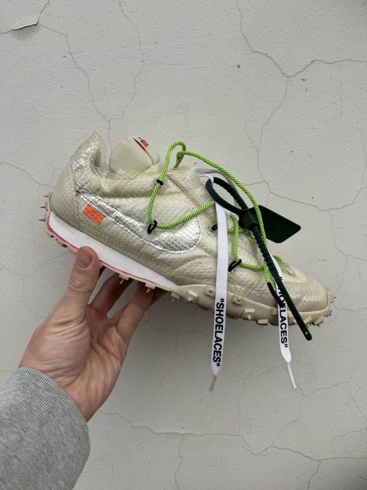 Nike × Off-White Nike Waffle Racer X Off-White White Electric Green Size US 7 / EU 40 - 2 Thumbnail