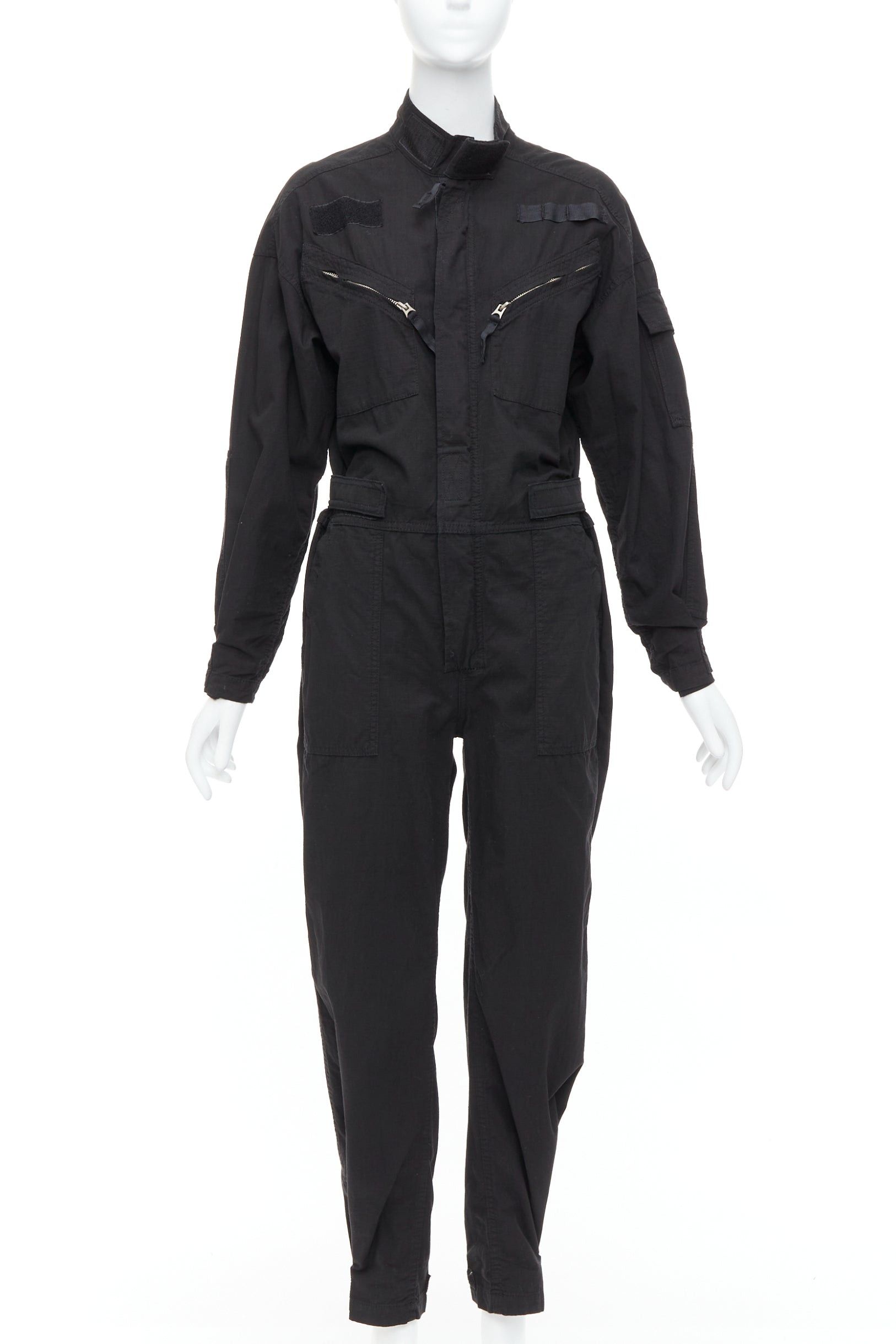 RE/DONE RE/DONE black cotton silver zip magic tape pocketed jumpsuit boiler suit XS Size 27" / US 4 / IT 40 - 1 Thumbnail