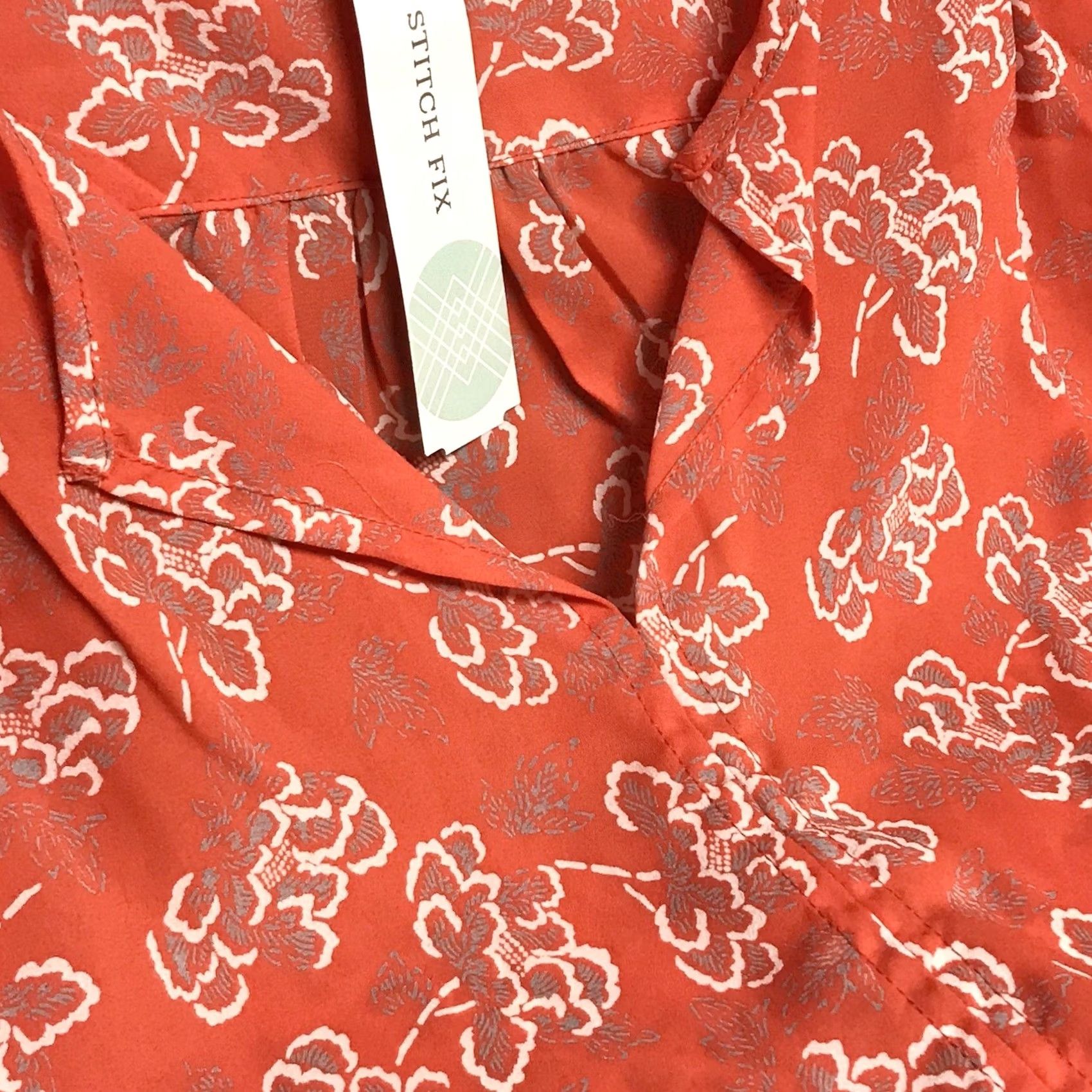 Zimmermann Collective Concepts Women Orange Red Floral Zimmerman 3/4 Tie-Sleeve Top Blouse S Size S / US 4 / IT 40 - 3 Thumbnail