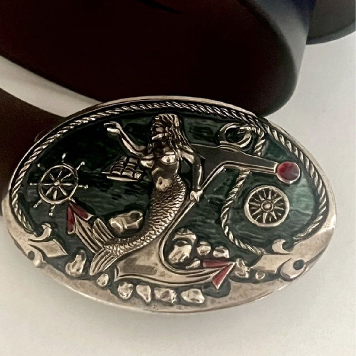 Gucci Gucci Mermaid Buckle Leather Belt Size 38 - 2 Thumbnail
