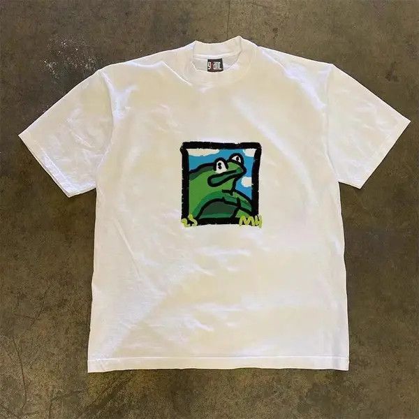 Japanese Brand Kasuga x Akira White casual loose frog print cotton tee Size US L / EU 52-54 / 3 - 7 Thumbnail
