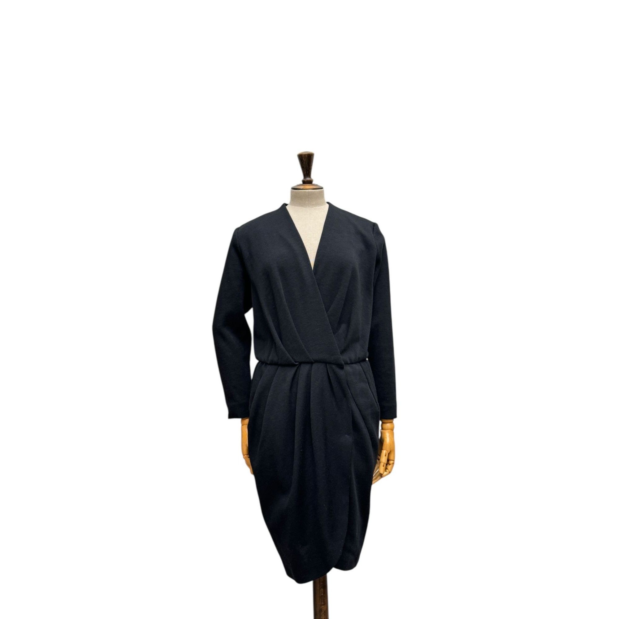 Yves Saint Laurent 1970s Black Wool Wrap Dress Size M / US 6-8 / IT 42-44 - 1 Thumbnail