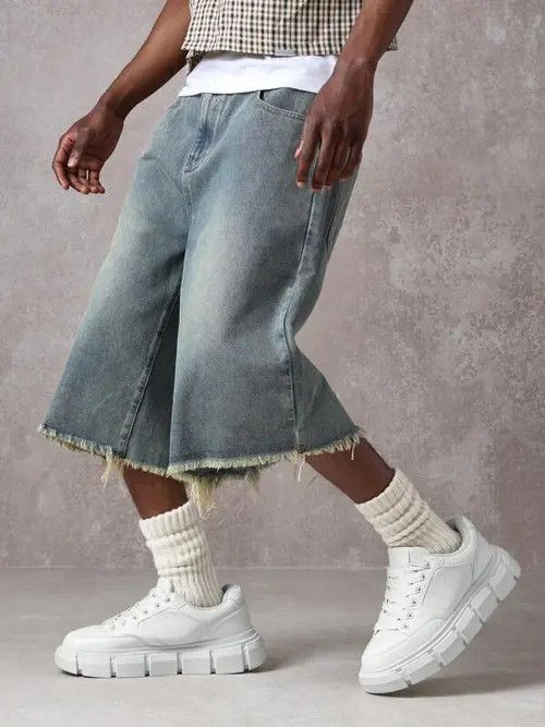 Jean × Vintage RAW EDGY Y2K jorts denim jeans shorts Size US 30 / EU 46 - 4 Thumbnail