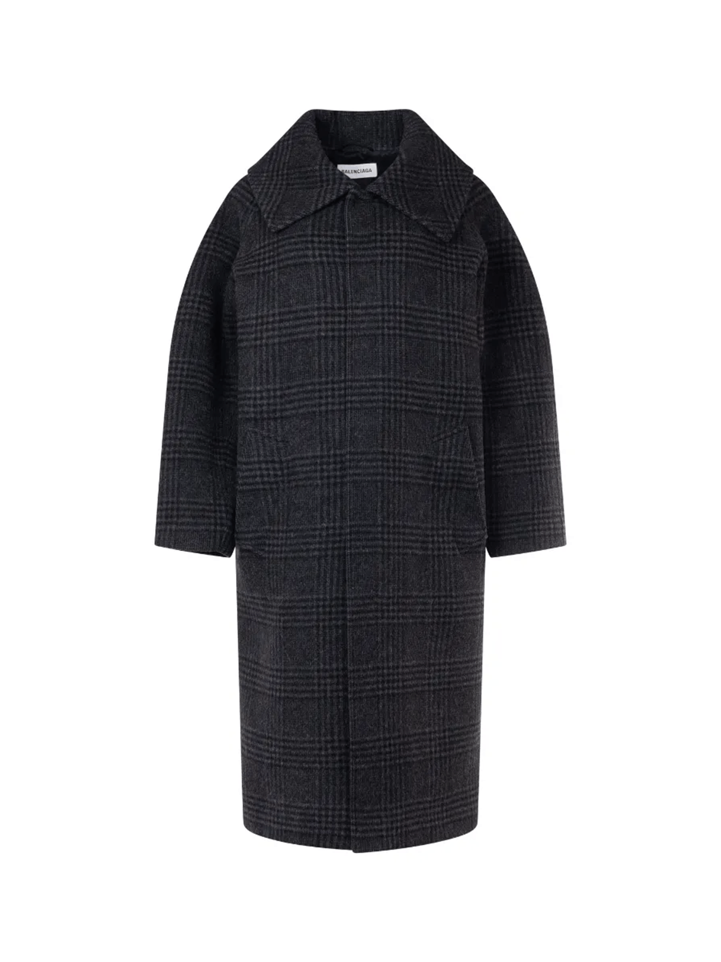 Balenciaga grey tartan check oversized coat
