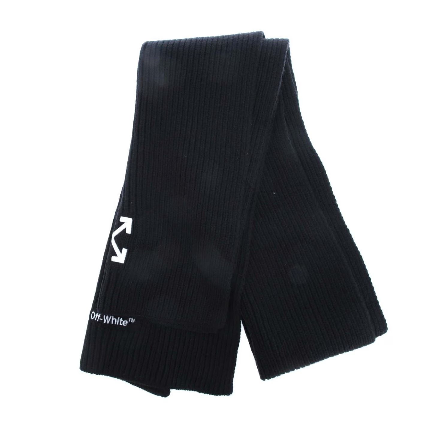 Off-White o1g2r1mq0225 Size: OS / Arrow Ribbed Wool Scarf in Black Size ONE SIZE - 2 Thumbnail
