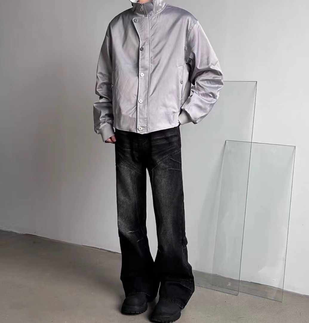 Japanese Brand × Jean Street vintage washed black cracked wide leg jeans Size US 32 / EU 48 - 6 Thumbnail