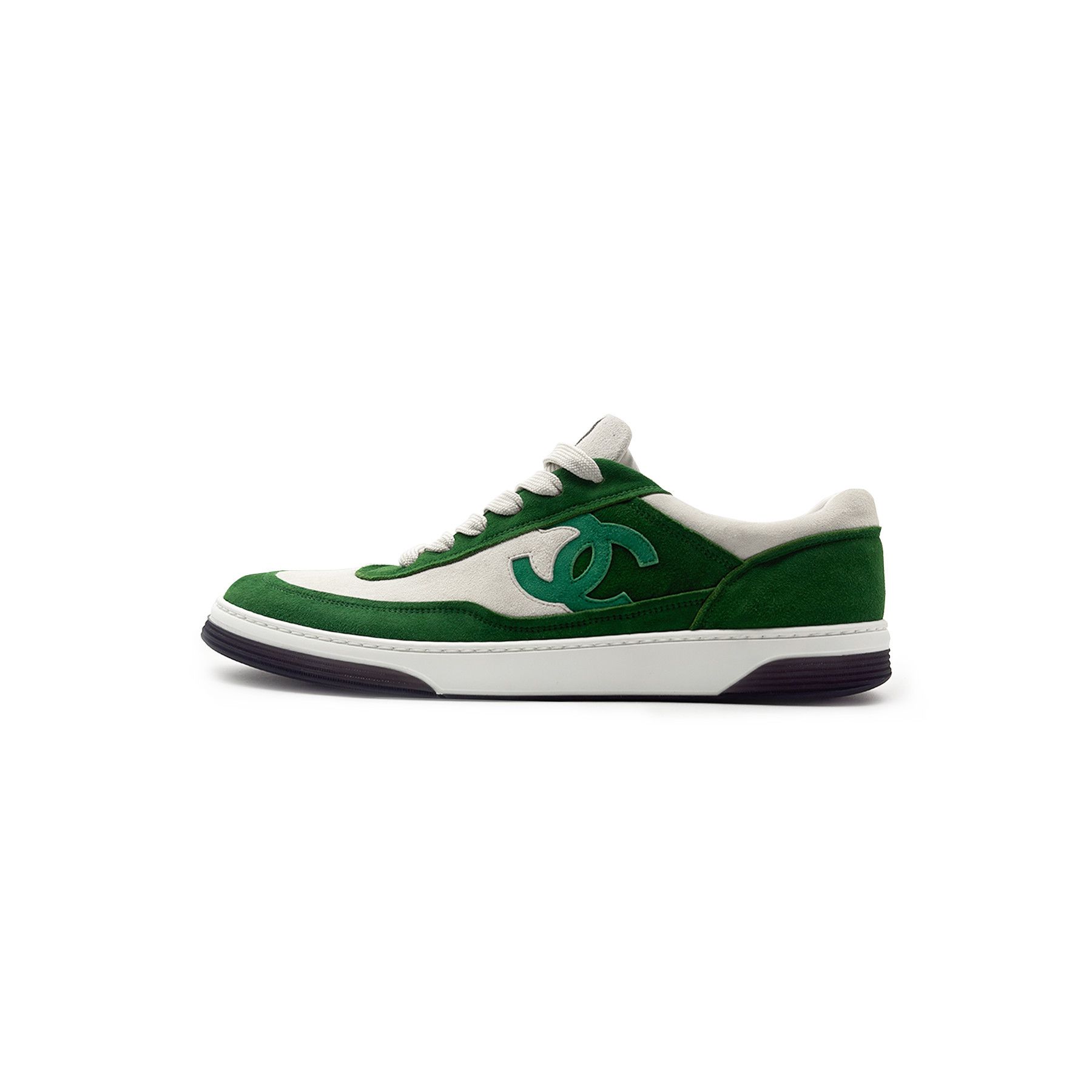 Chanel Chanel 23P Suede CC White&Green Low Top Sneakers Size US 12 / EU 45 - 1 Thumbnail