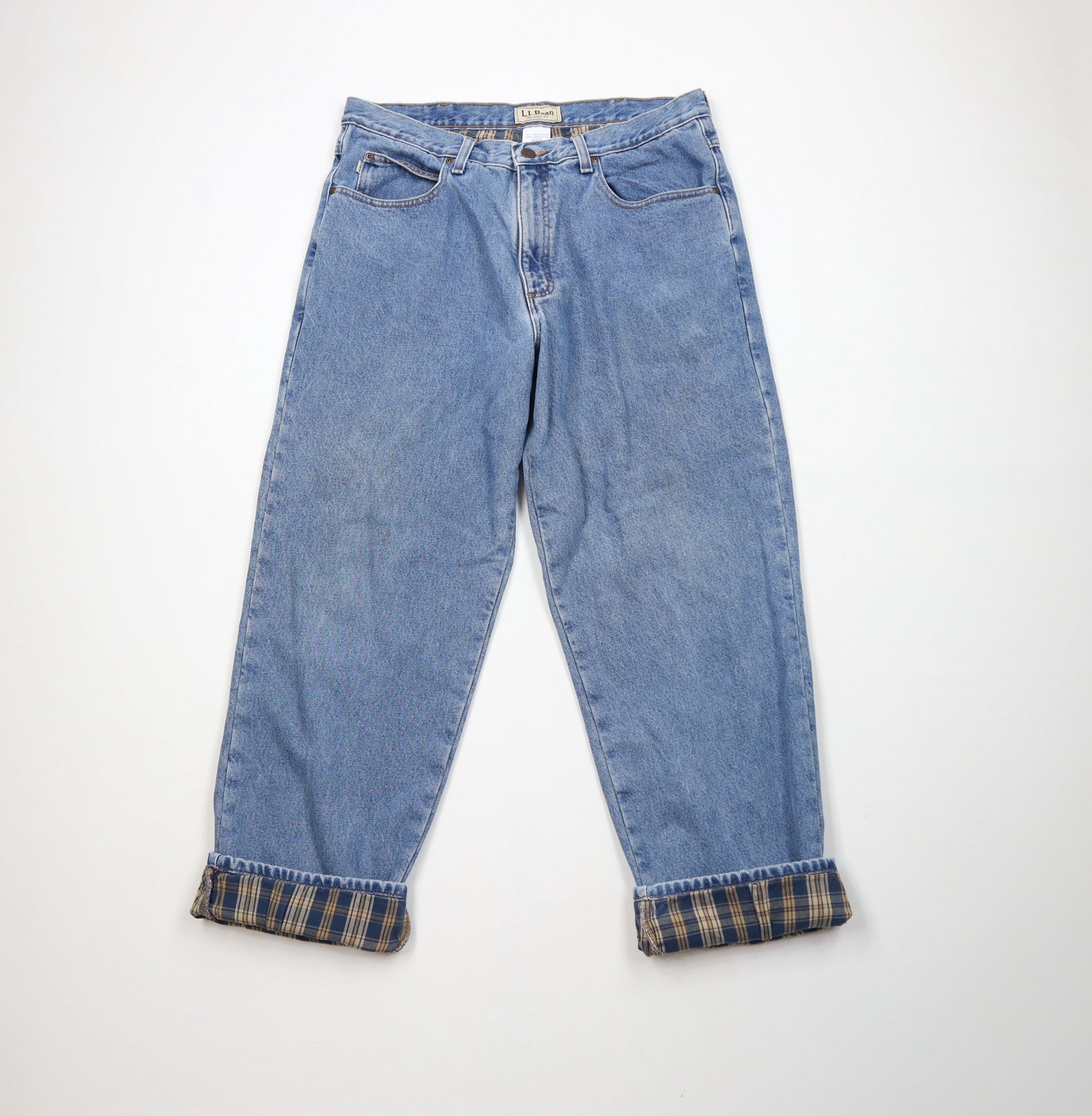L.L. Bean × Vintage Vintage LL Bean Relaxed Fit Flannel Lined Denim Jeans Blue Size US 36 / EU 52 - 1 Thumbnail