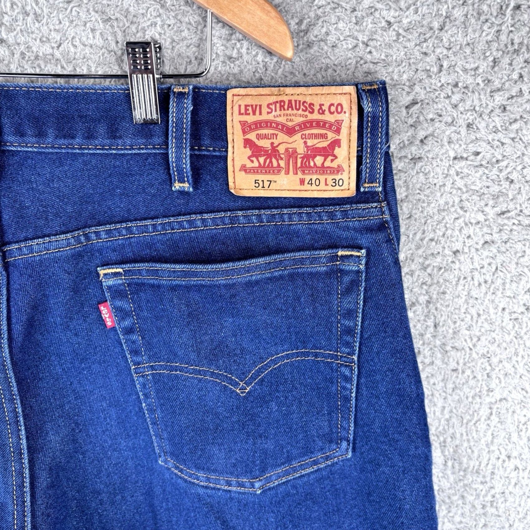 Levi's VINTAGE Levi's 517 Jeans Mens Bootcut 38x30 Blue Medium Wash Denim - 5-Pocket Regular Rise Blue Rock USA 30x30 Belt Loops Mens Jeans Size US 38 / EU 54 - 4 Thumbnail