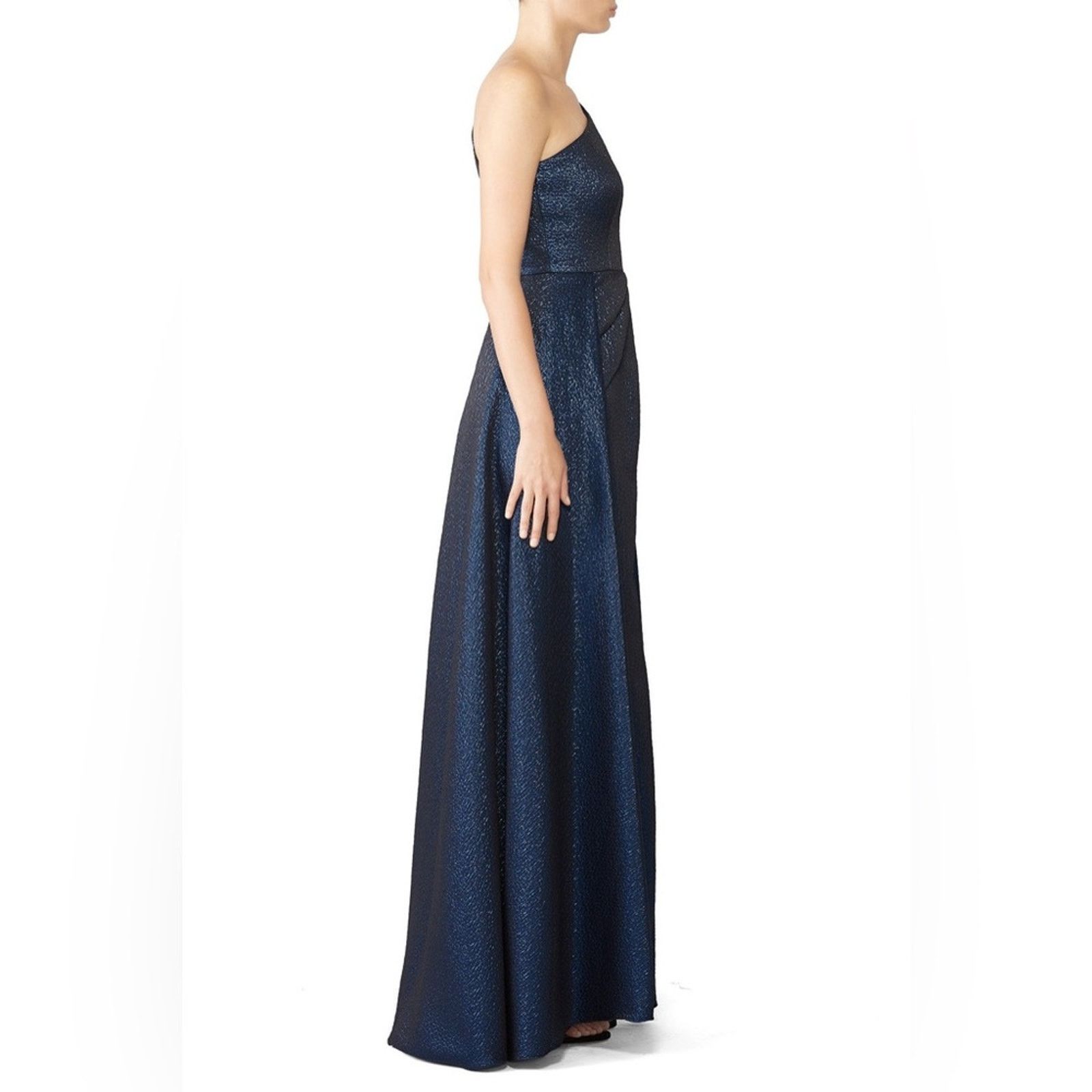 Monique Lhuillier MONIQUE LHUILLIER Navy Gown One Shoulder High Low Size 4 Size S / US 4 / IT 40 - 3 Thumbnail