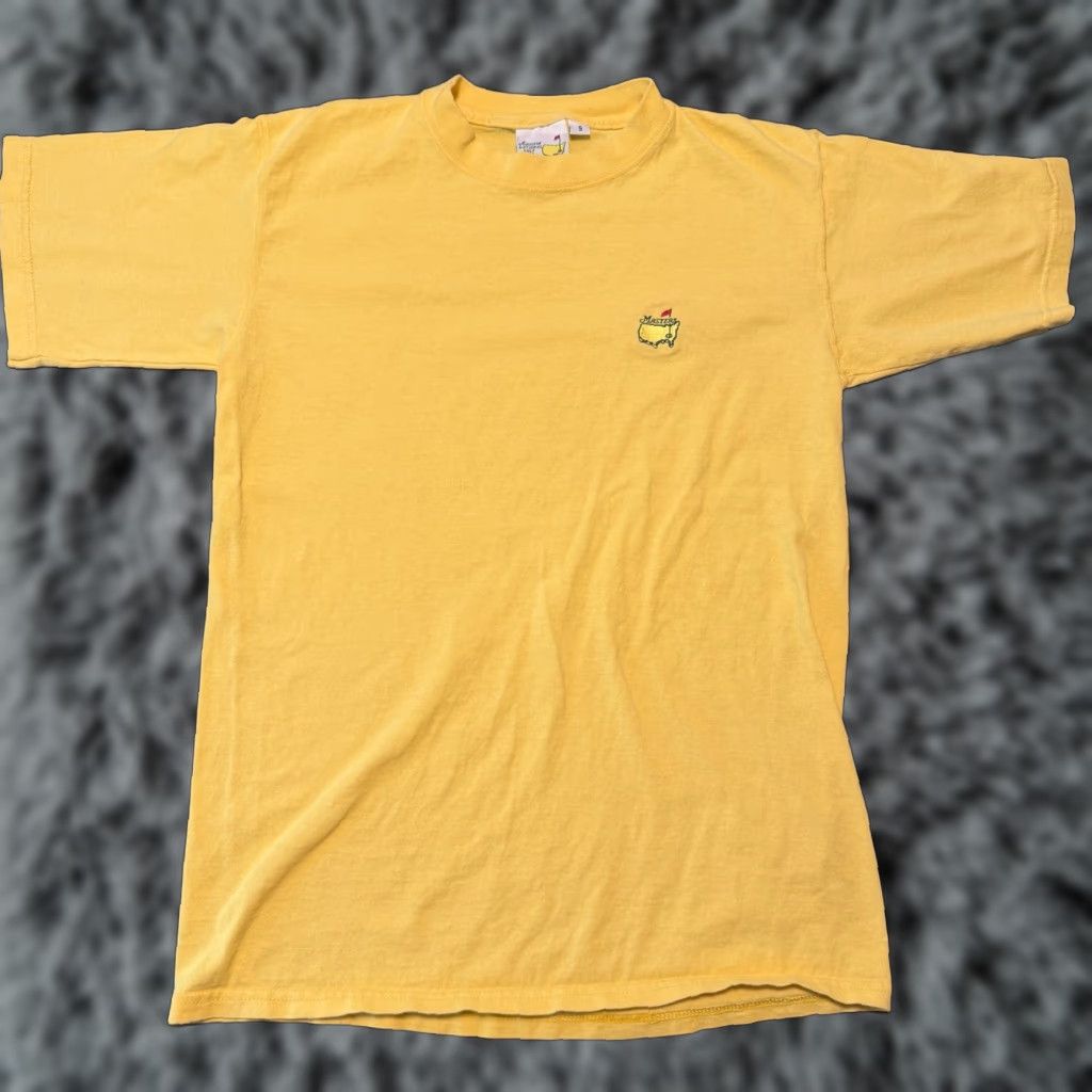 VINTAGE Masters T Shirt Augusta National Golf Shop Yellow USA Size S Short Sleeve Crew Neck Men