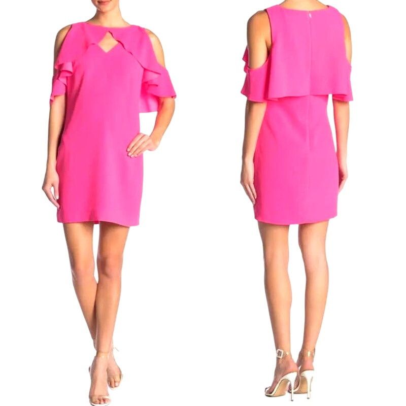 Trina Turk Trina Turk 2 Bright Pink Mini Off Shoulder Formal Dress Size XS / US 0-2 / IT 36-38 - 14 Thumbnail