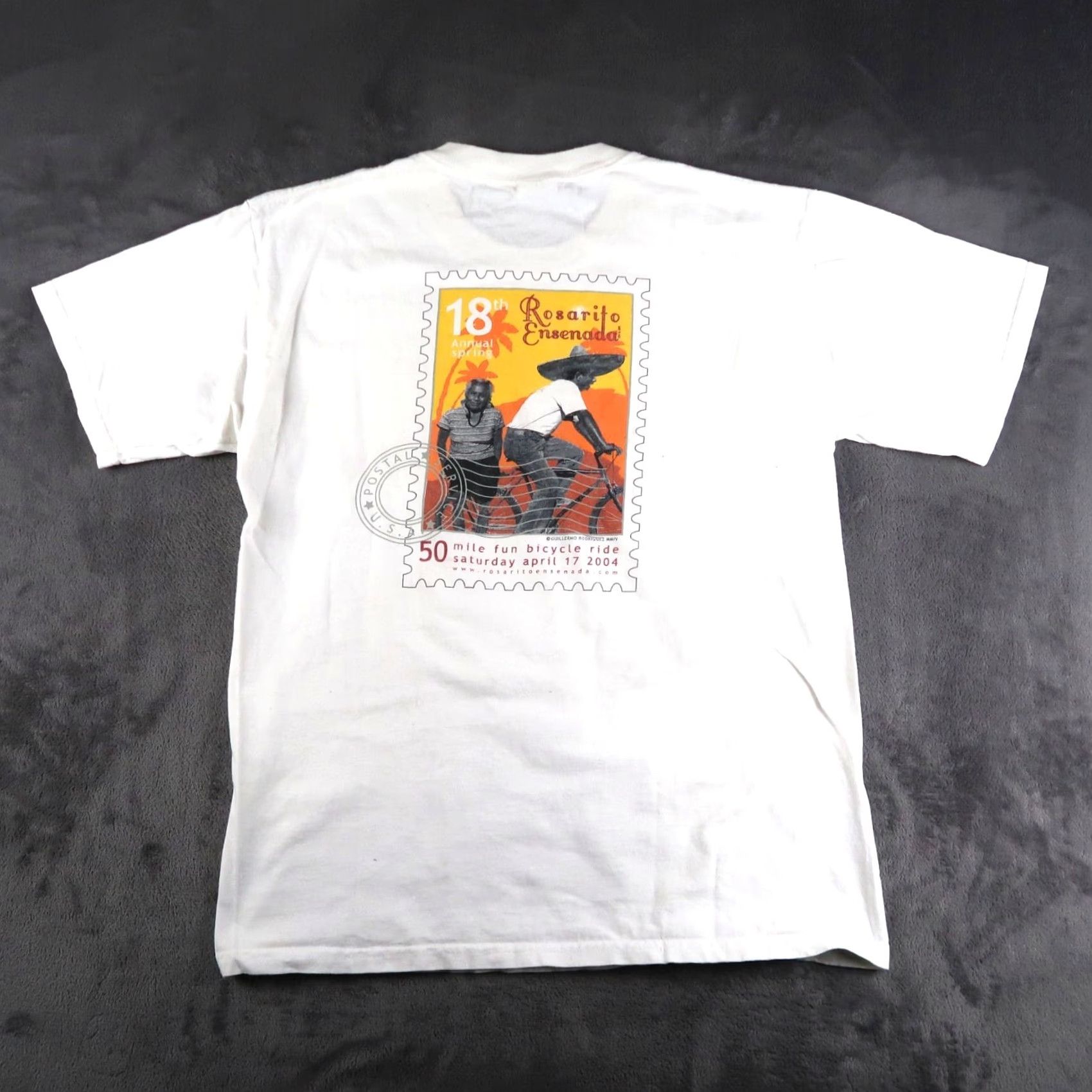 Gildan Vintage 2004 Cycling Graphic T Rosarito Ensenada Mexico Biking T Shirt Sz L Mens White Graphic Tee 1990s Sportswear/Beach Size US L / EU 52-54 / 3 - 2 Thumbnail