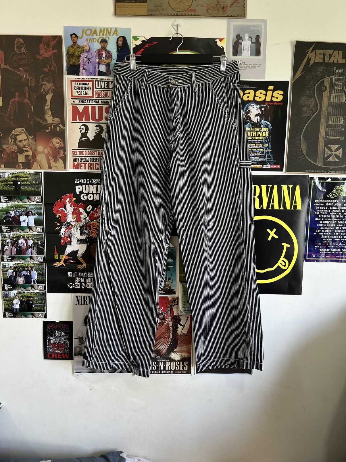 image of Vintage Jungle Storm Carpenter Workwear Hickory Striped Pant, Men's (Size 32)