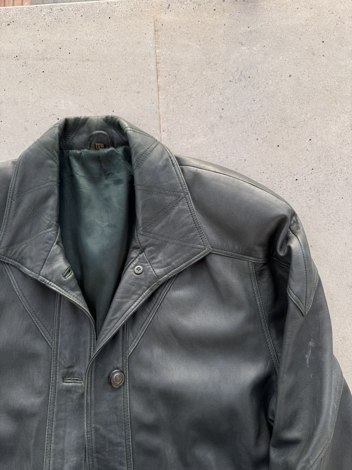 Genuine Leather × Vintage Vintage leather Jacket matrix coat dark green Size US M / EU 48-50 / 2 - 4 Thumbnail
