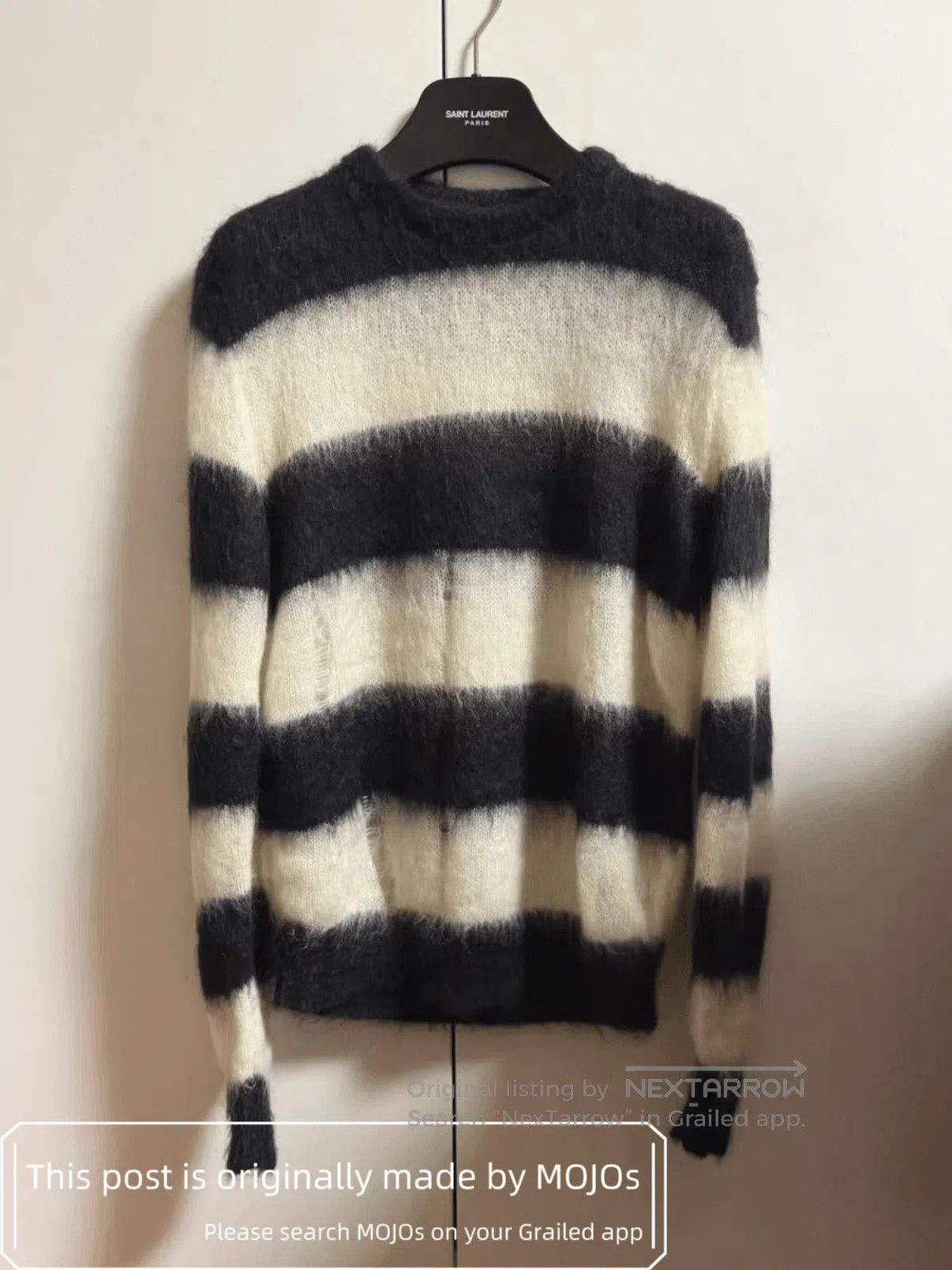 Saint Laurent Paris Mohair Black & White Knitwear mojos55.