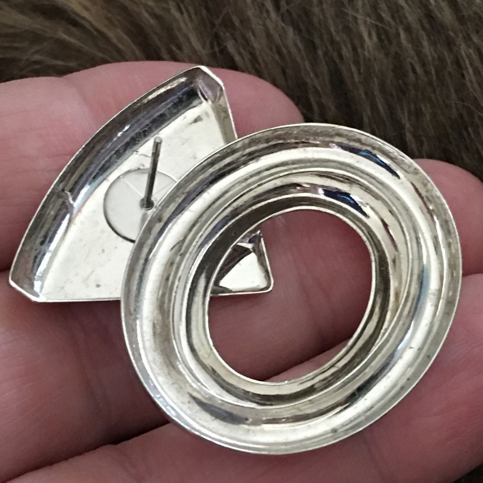 Vintage Vintage silver tone statement pierced earrings Size ONE SIZE - 4 Thumbnail