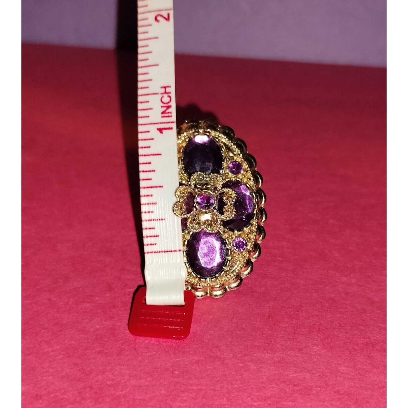Vintage Purple Amethyst Cocktail Ring Stretch Band 1 Size Jewelry Bo Size ONE SIZE - 14 Thumbnail