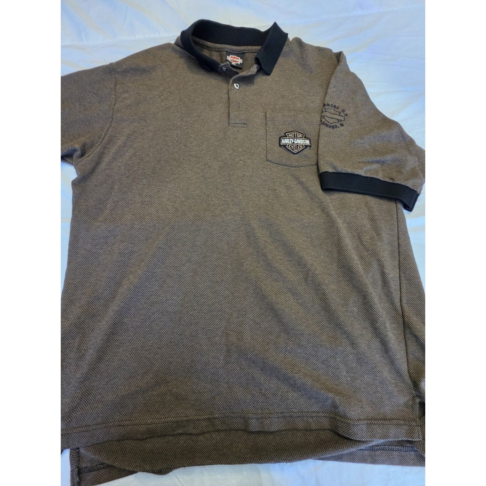 Harley Davidson Harley Davidson Men's Three Button Brown and Black Golf Polo Size US XXL / EU 58 / 5 - 1 Thumbnail