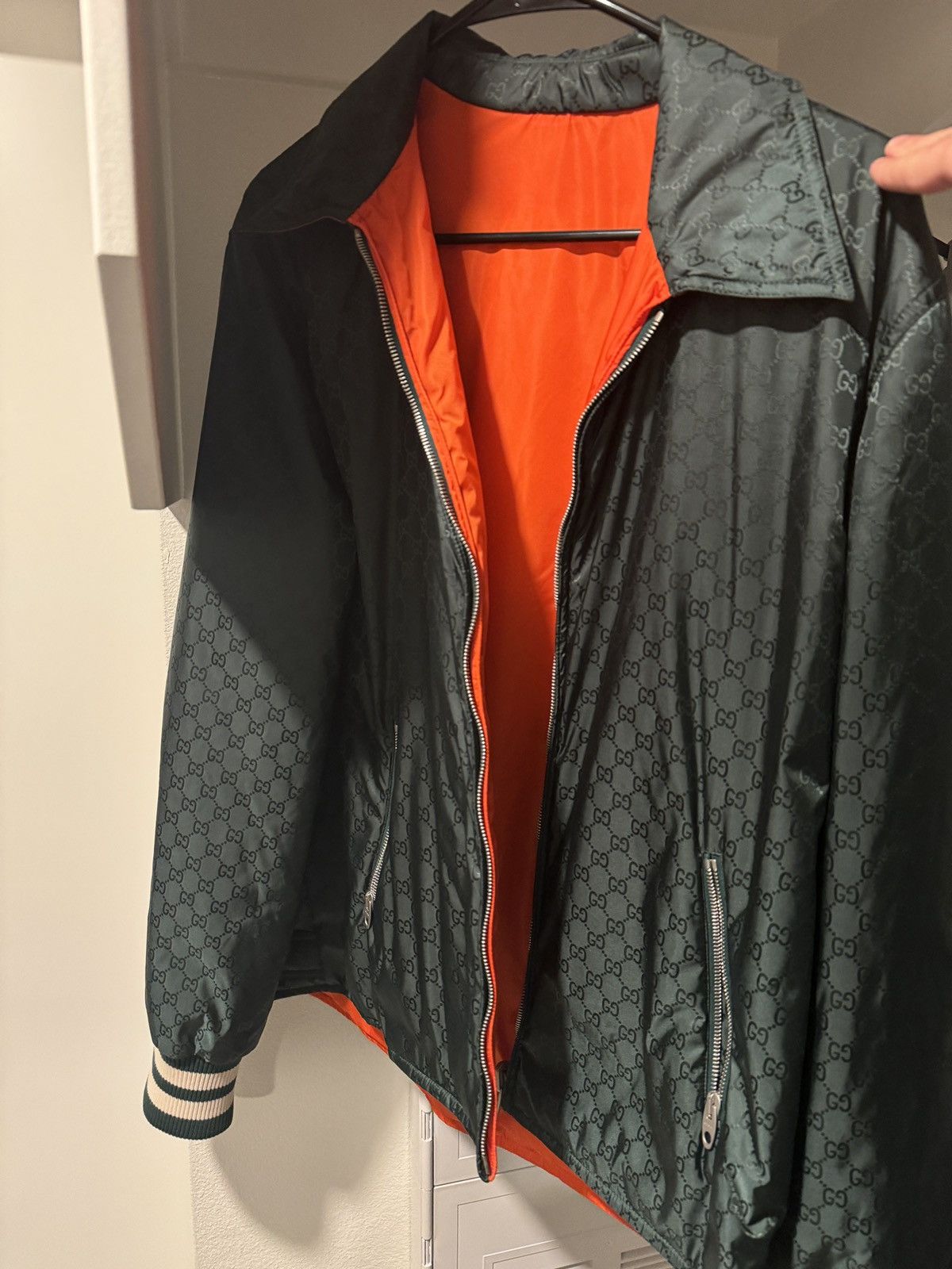 image of Gucci Green/ Orange Bomber Jacket, Men's (Size Small)