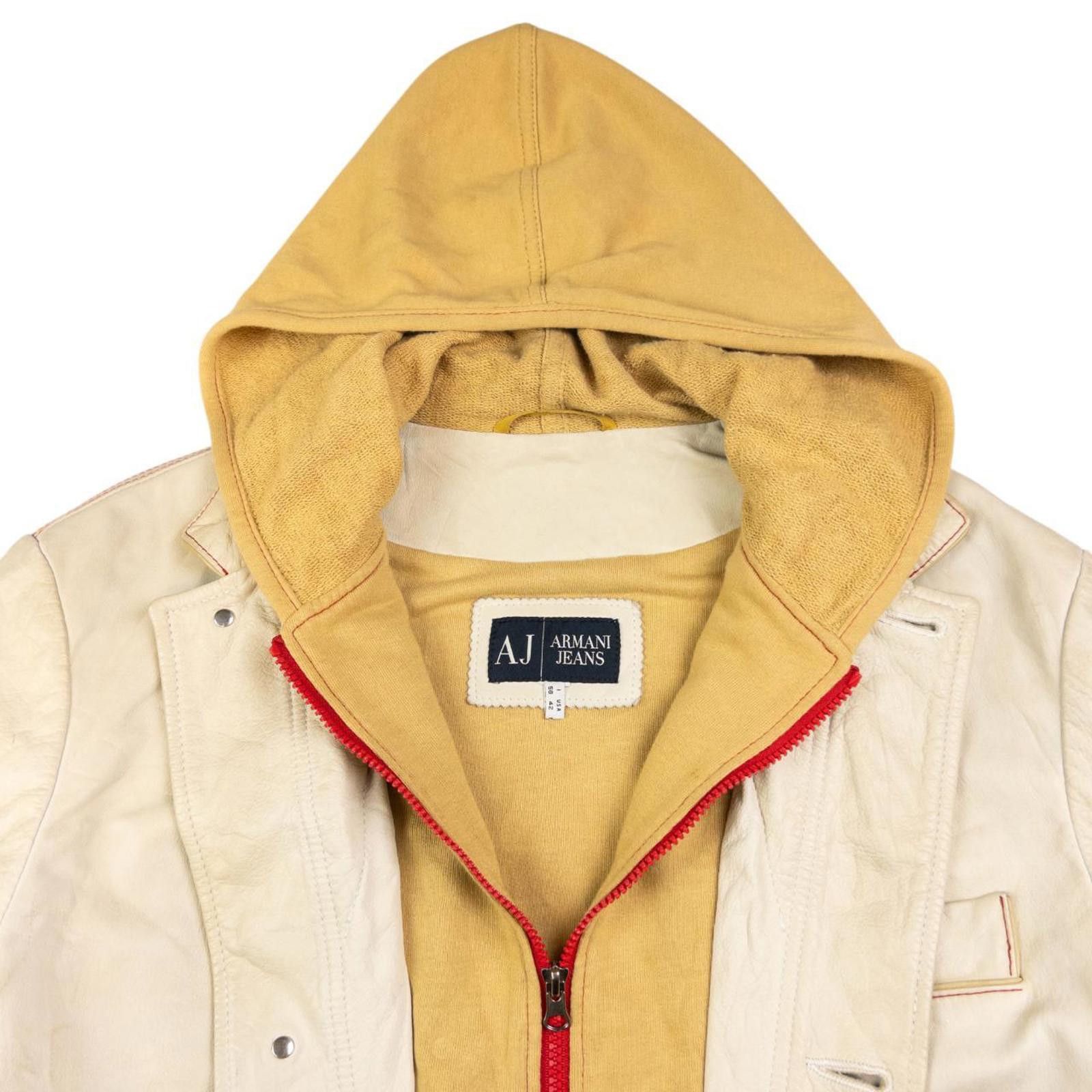 Designer Vintage Armani Jeans Layered Leather Jacket Size XL Size US M / EU 48-50 / 2 - 4 Thumbnail