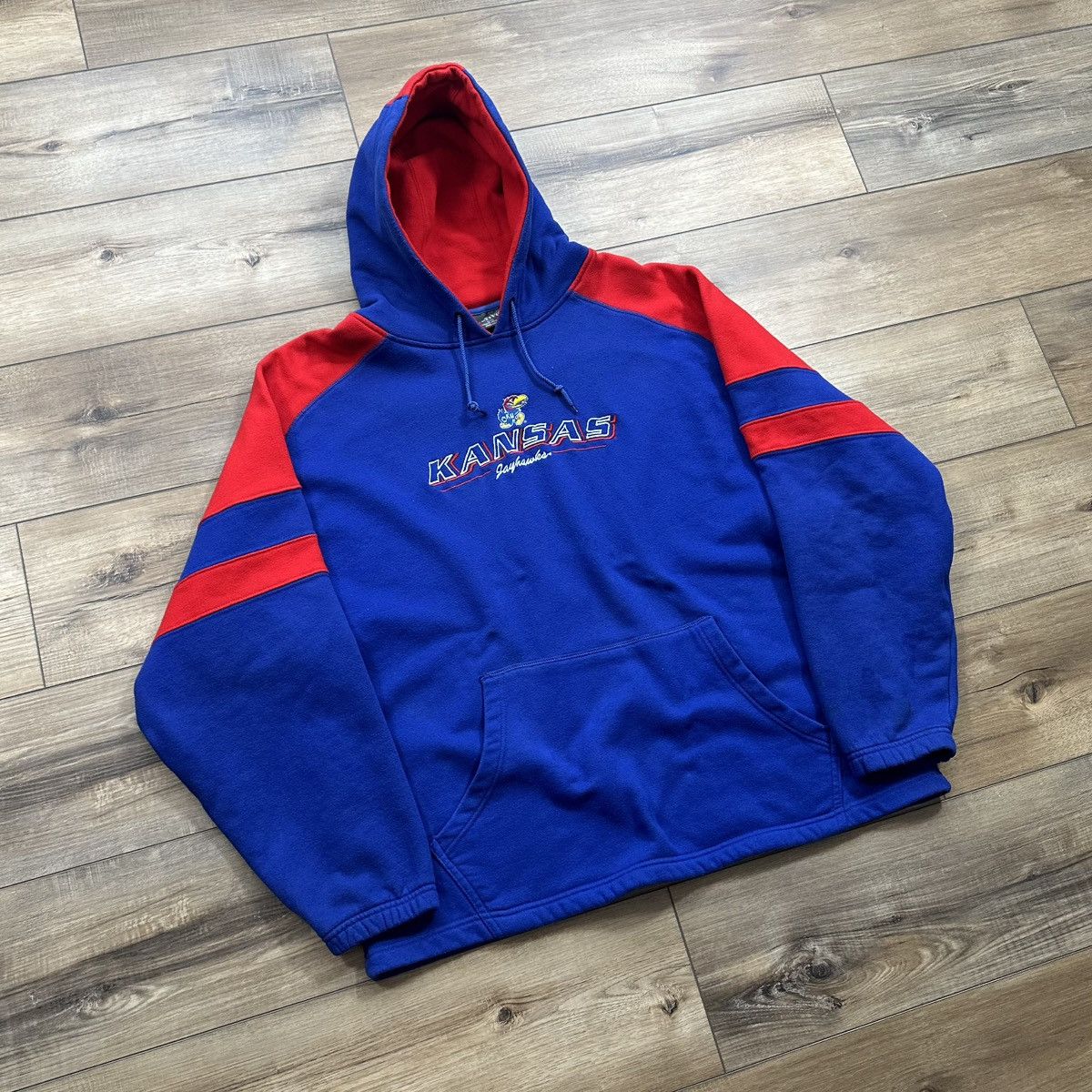 Other Vintage 90s Kansas Jayhawks Red and Blue Embroidered Hoodie Size US XL / EU 56 / 4 - 2 Thumbnail