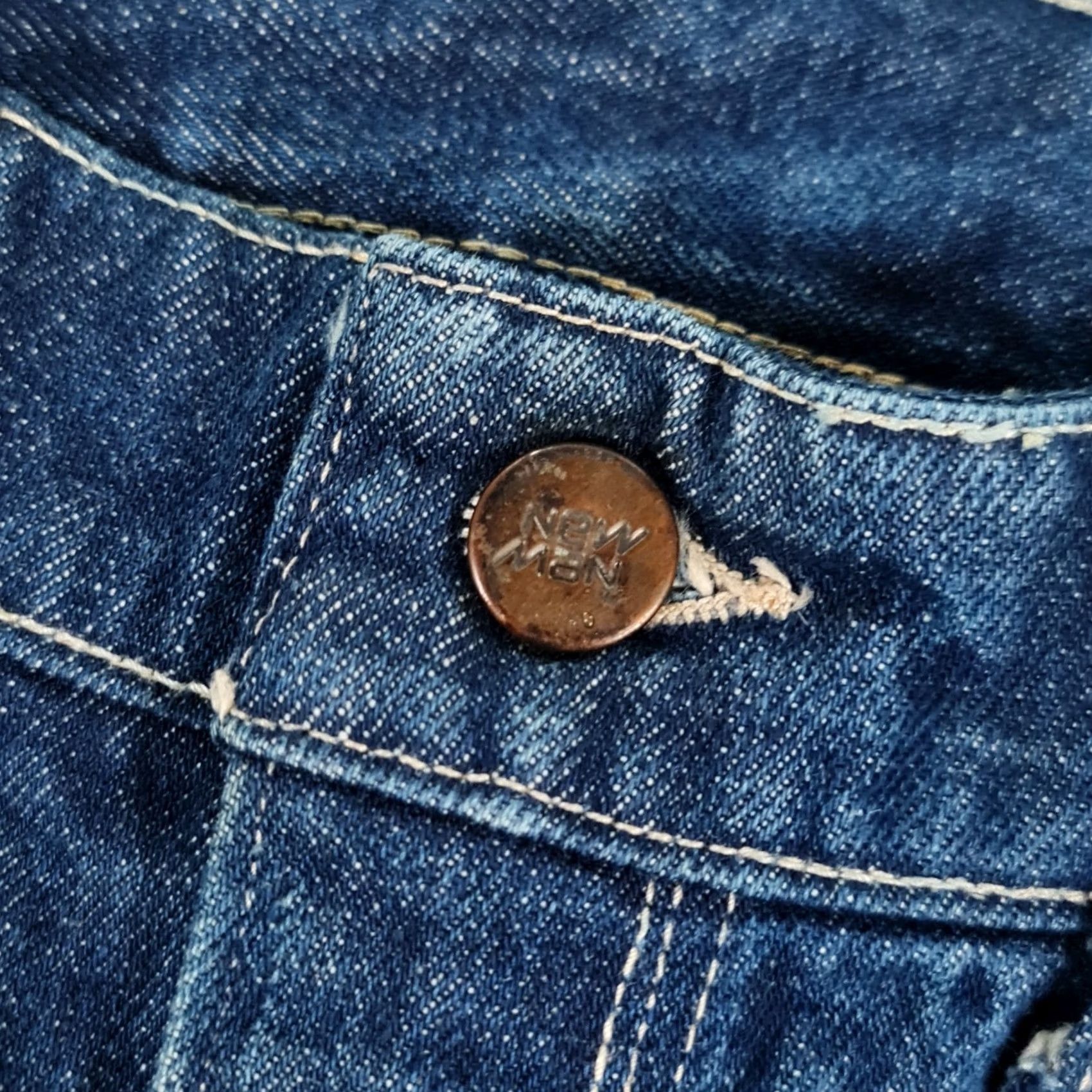 Vintage Womens Baggy Jeans Blue W26 L34 Flare High Rise Denim Jeans 5-Pocket Zip Fly 100% Cotton French Made Womens Size 28" / US 6 / IT 42 - 3 Thumbnail